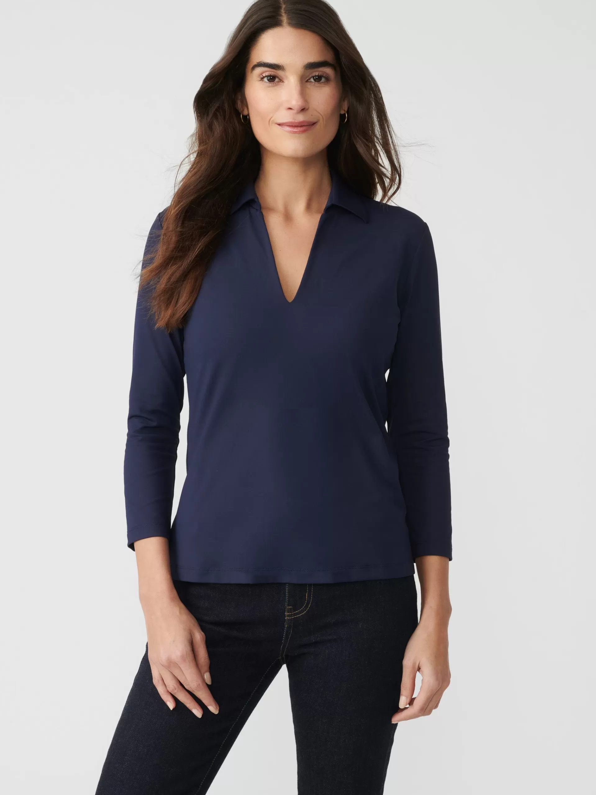 Outlet J. McLaughlin Aida 3/4 Sleeve Top Winter Navy