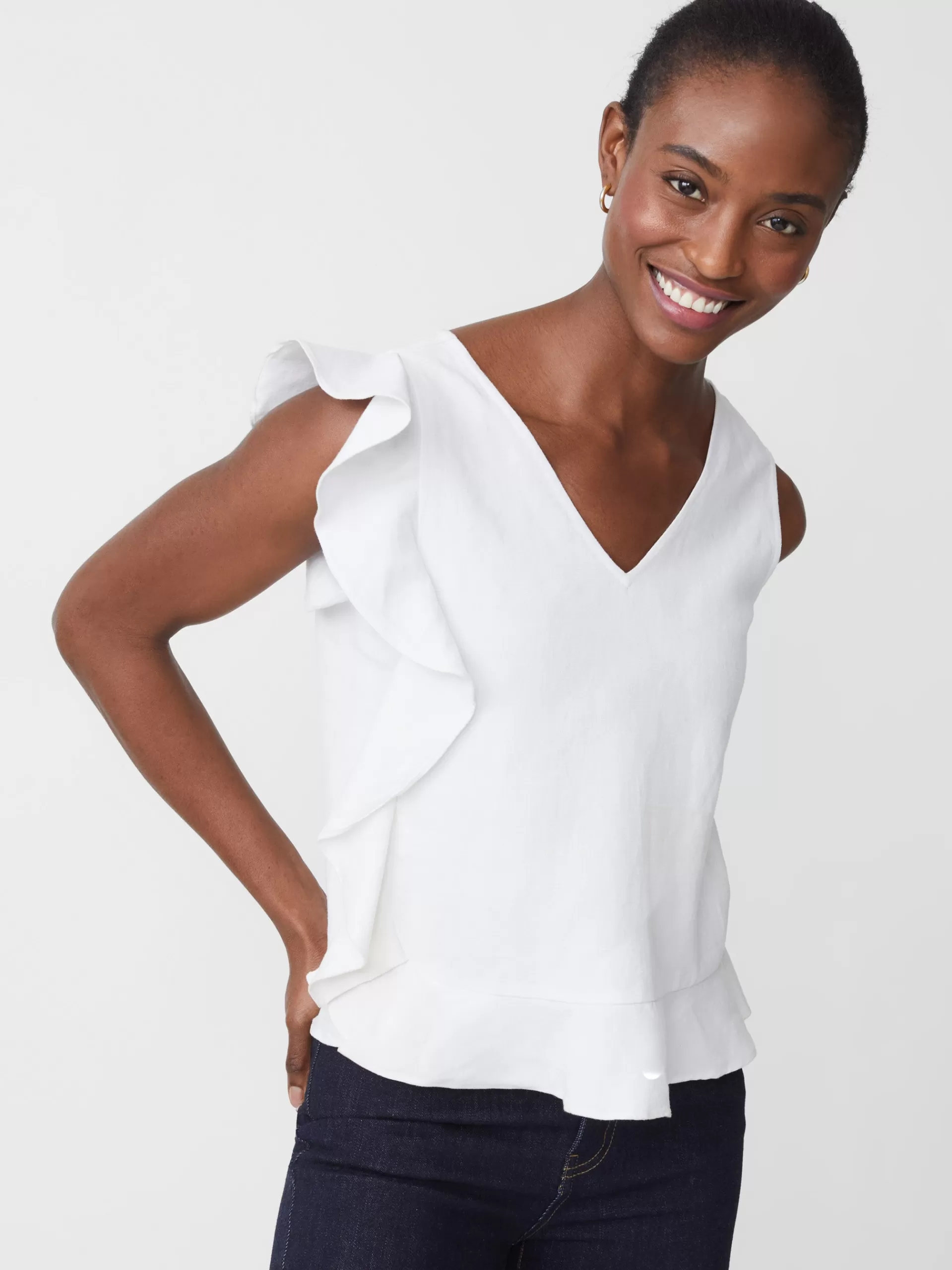 Shop J. McLaughlin Athena Linen Blouse White