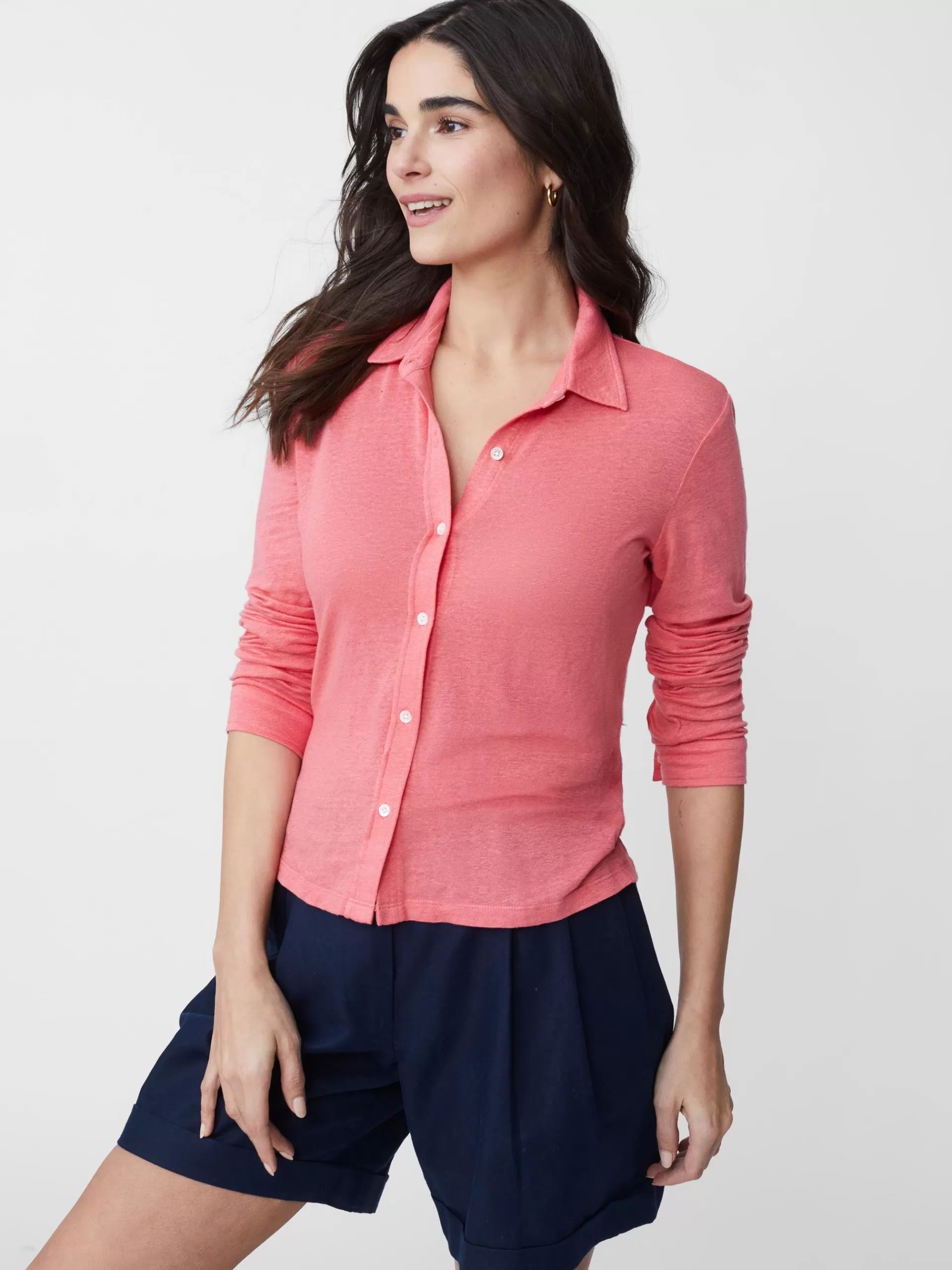 New J. McLaughlin Betty Linen Shirt Rose