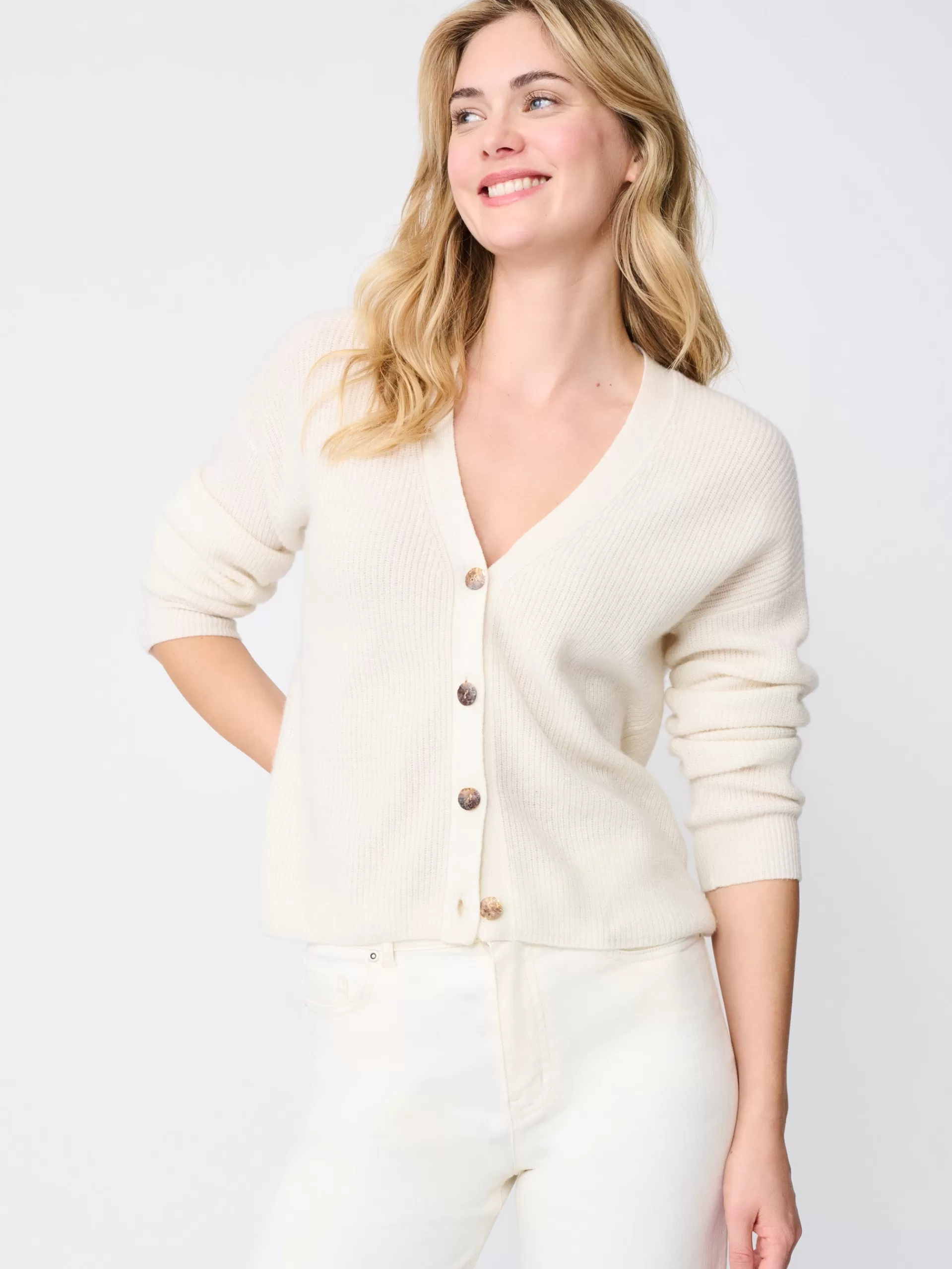 Online J. McLaughlin Brigitta Cashmere Cardigan Ivory