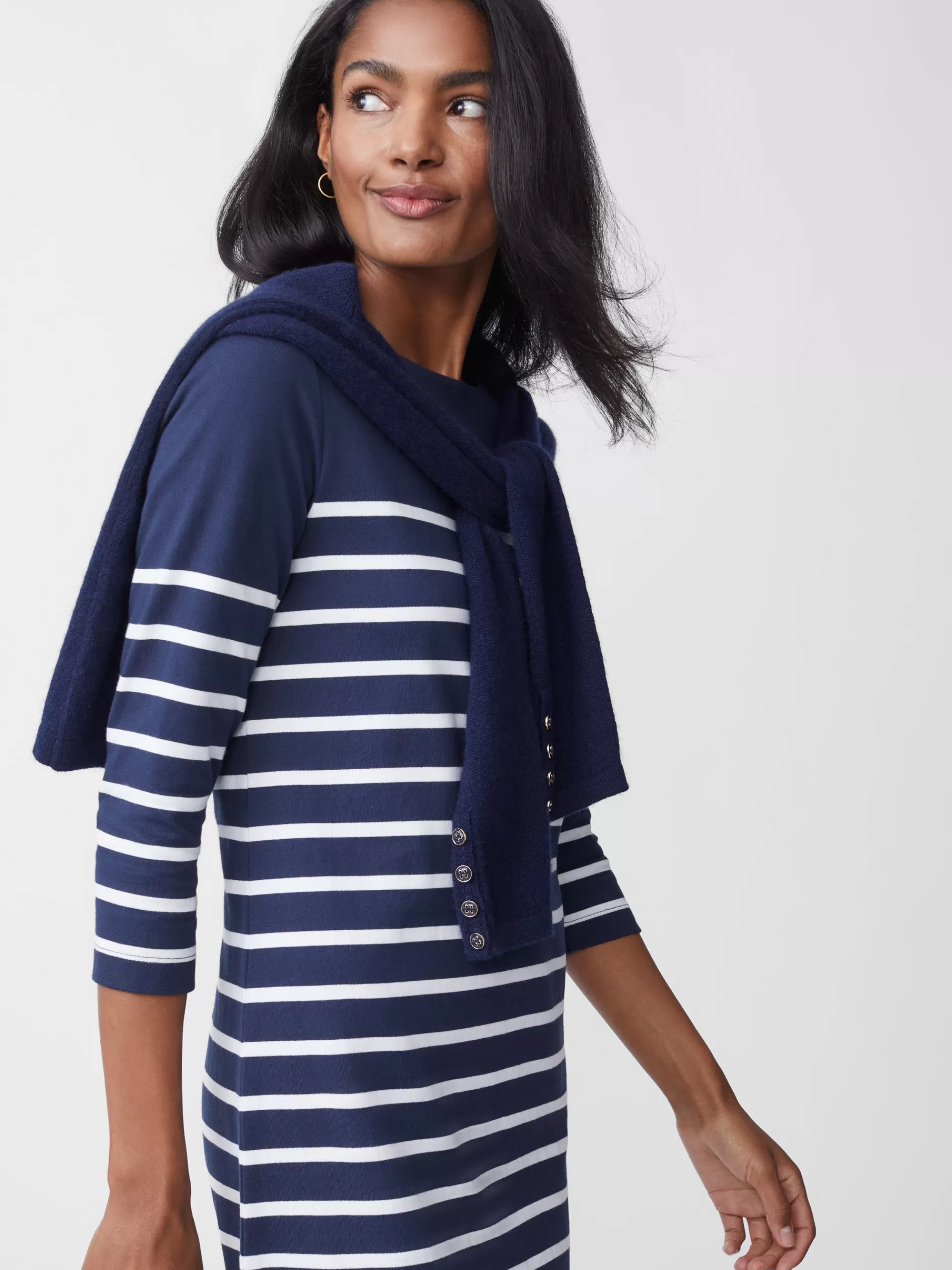 Cheap J. McLaughlin Brinker Dress In Stripe Navy/White