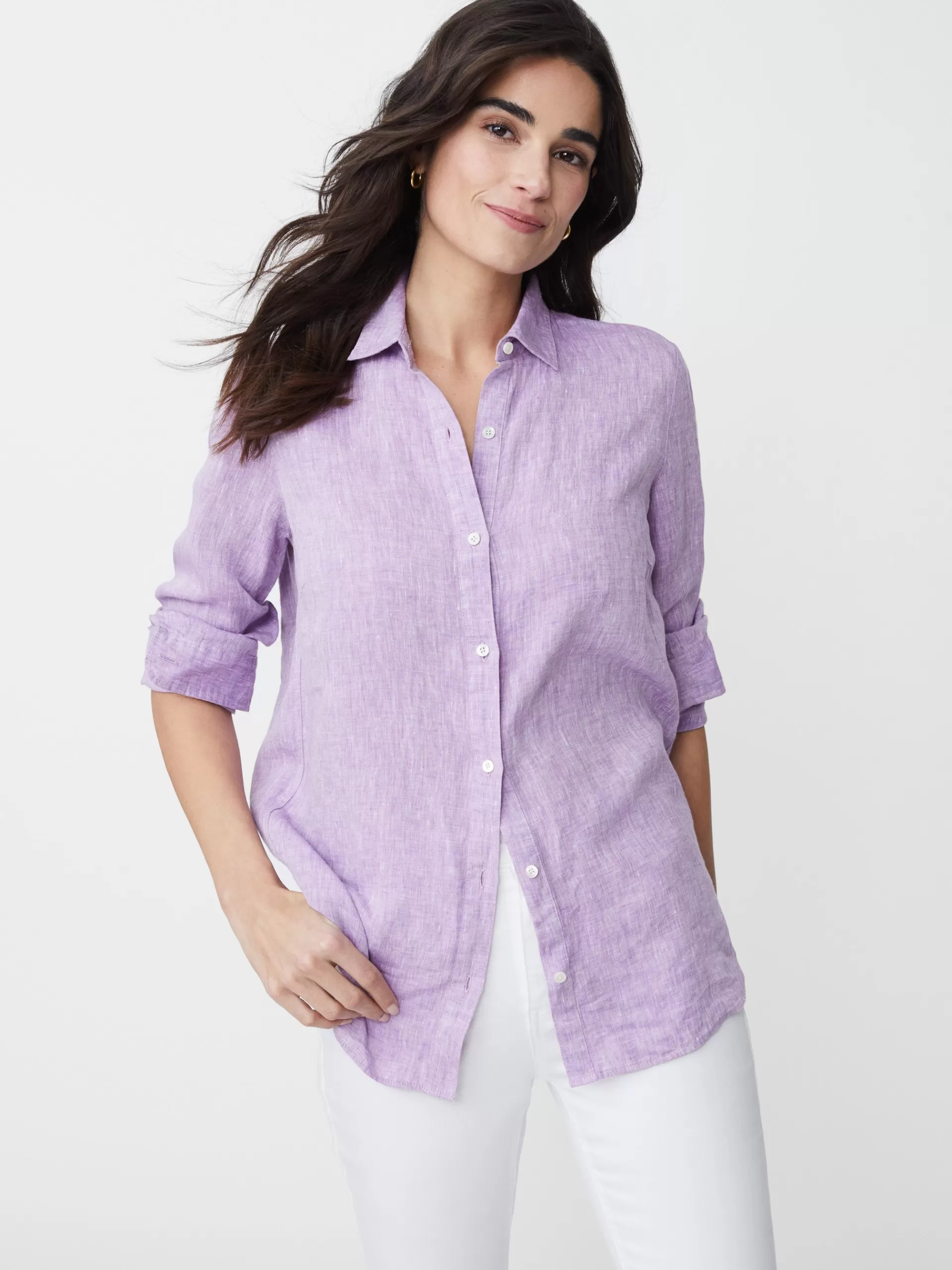 Cheap J. McLaughlin Britt Linen Shirt Elderberry