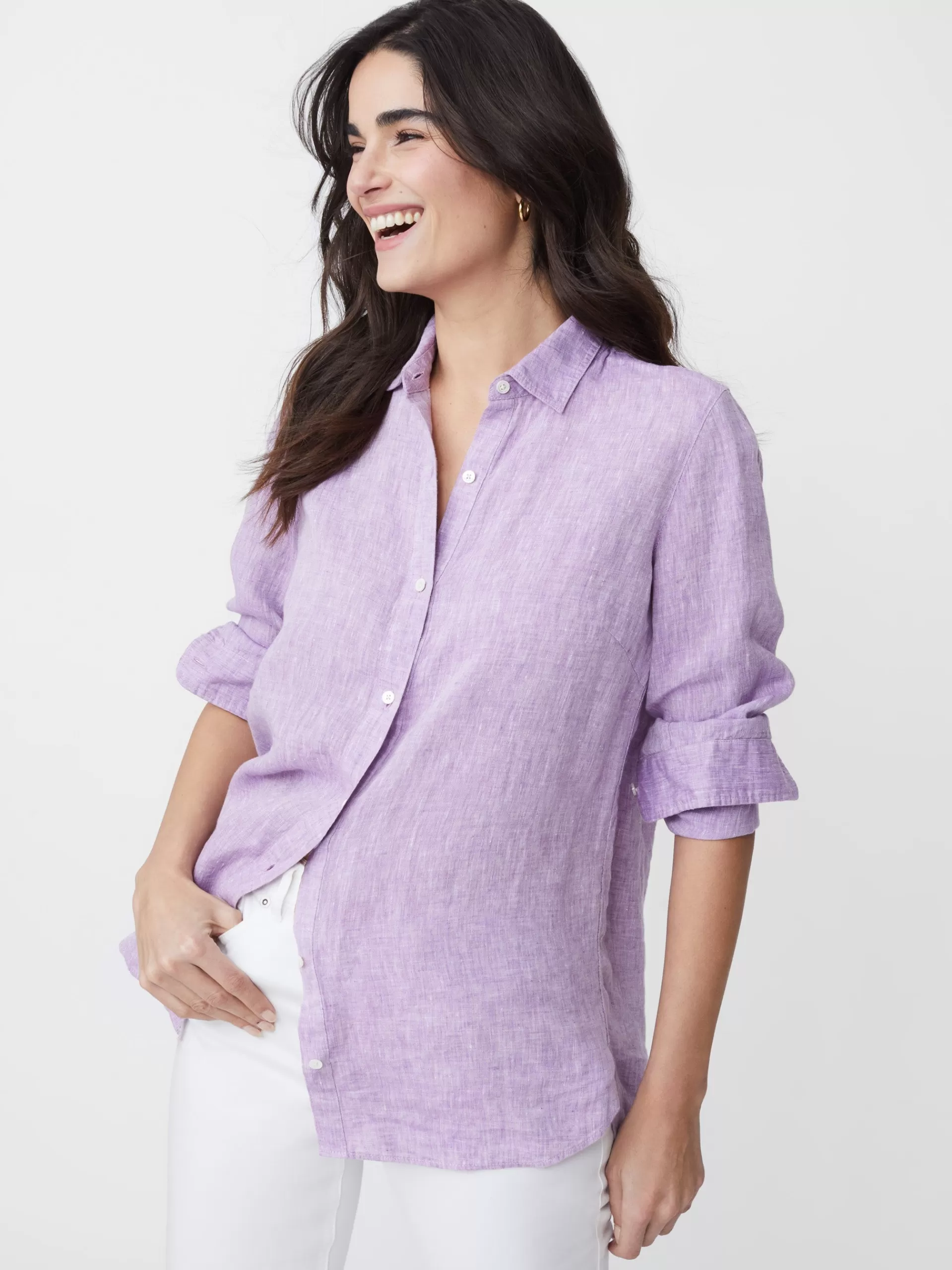 Cheap J. McLaughlin Britt Linen Shirt Elderberry