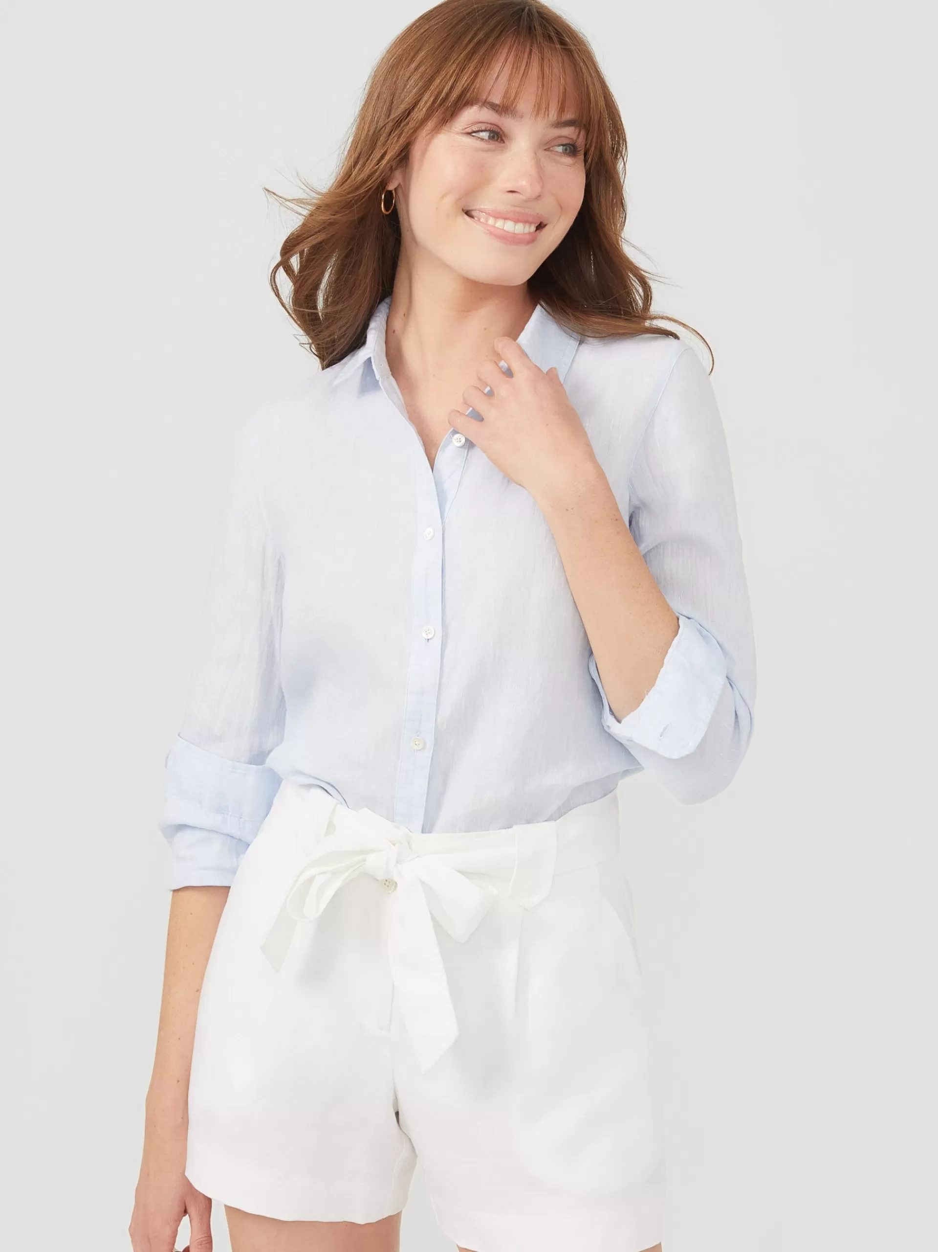 Hot J. McLaughlin Britt Linen Shirt Sky Blue