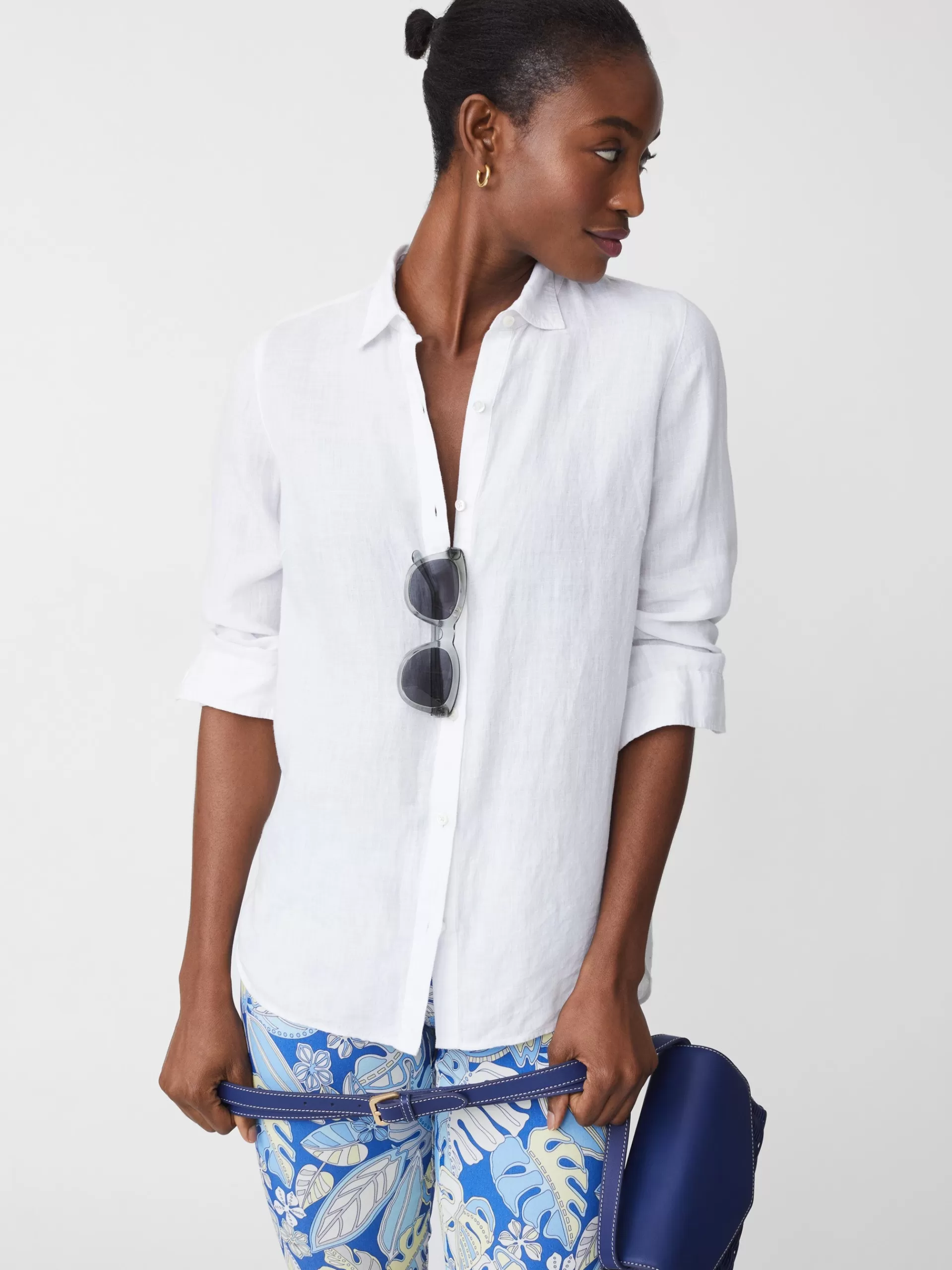 Cheap J. McLaughlin Britt Linen Shirt White