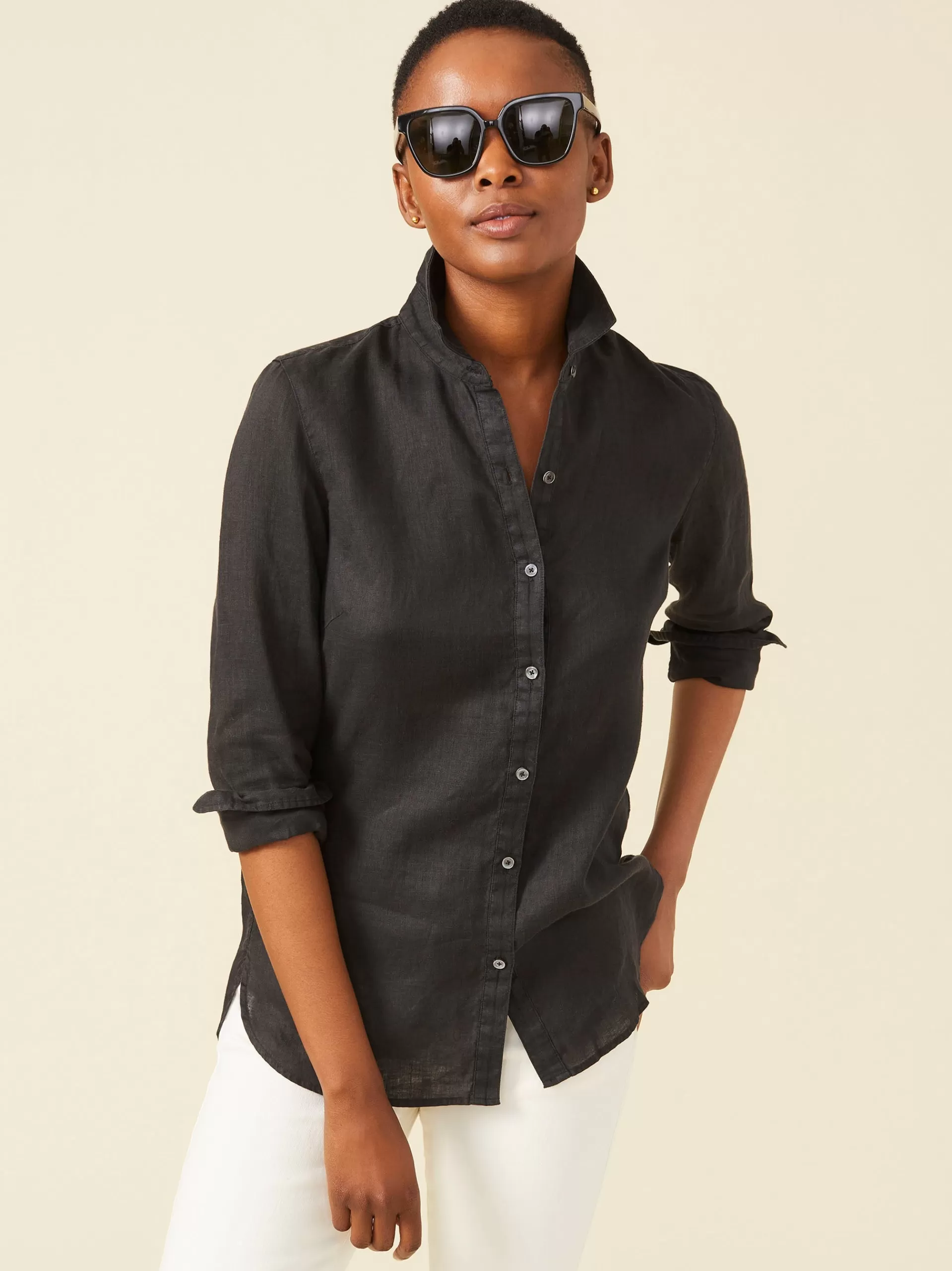 Flash Sale J. McLaughlin Britt Linen Shirt Black