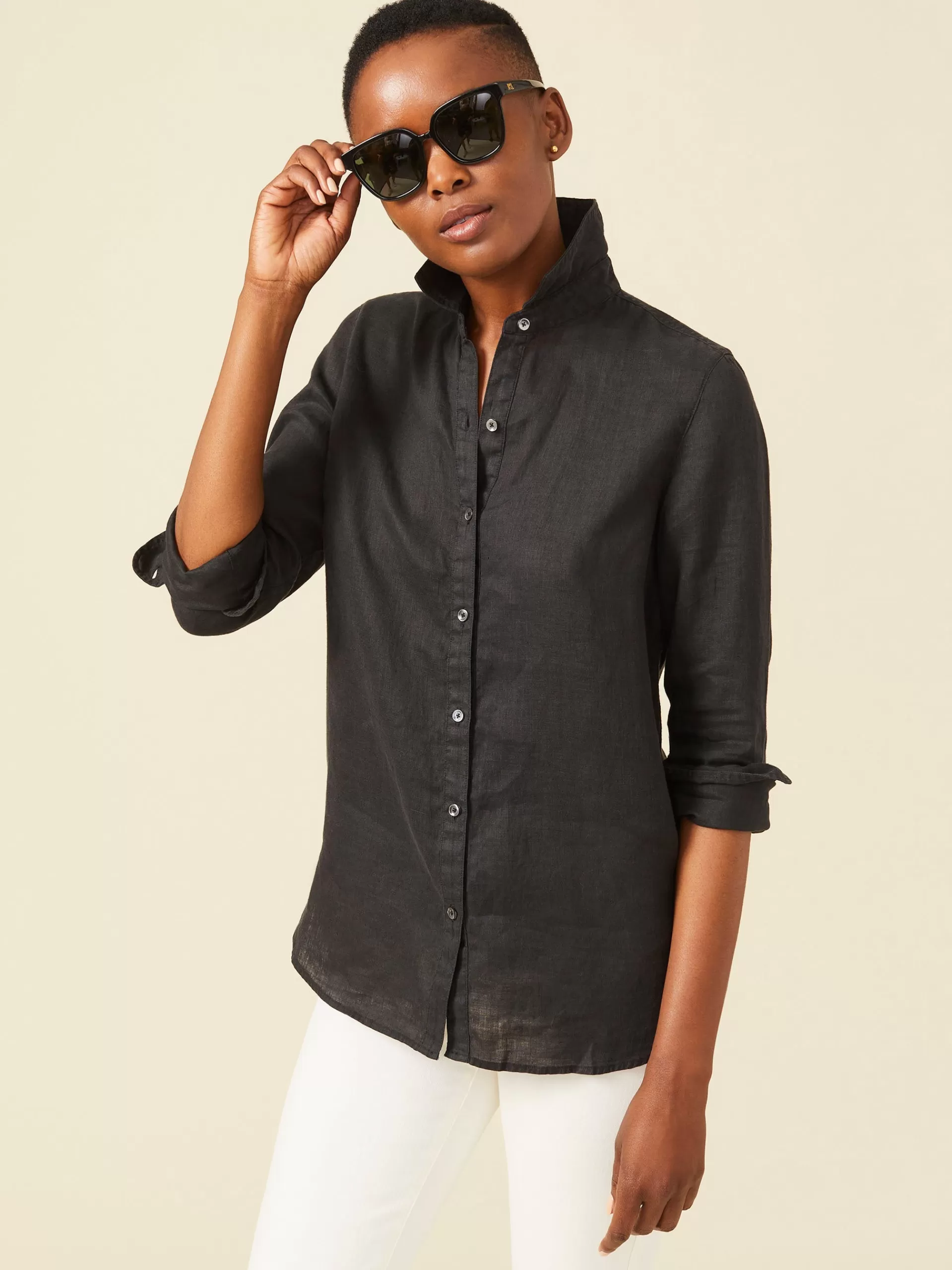 Flash Sale J. McLaughlin Britt Linen Shirt Black