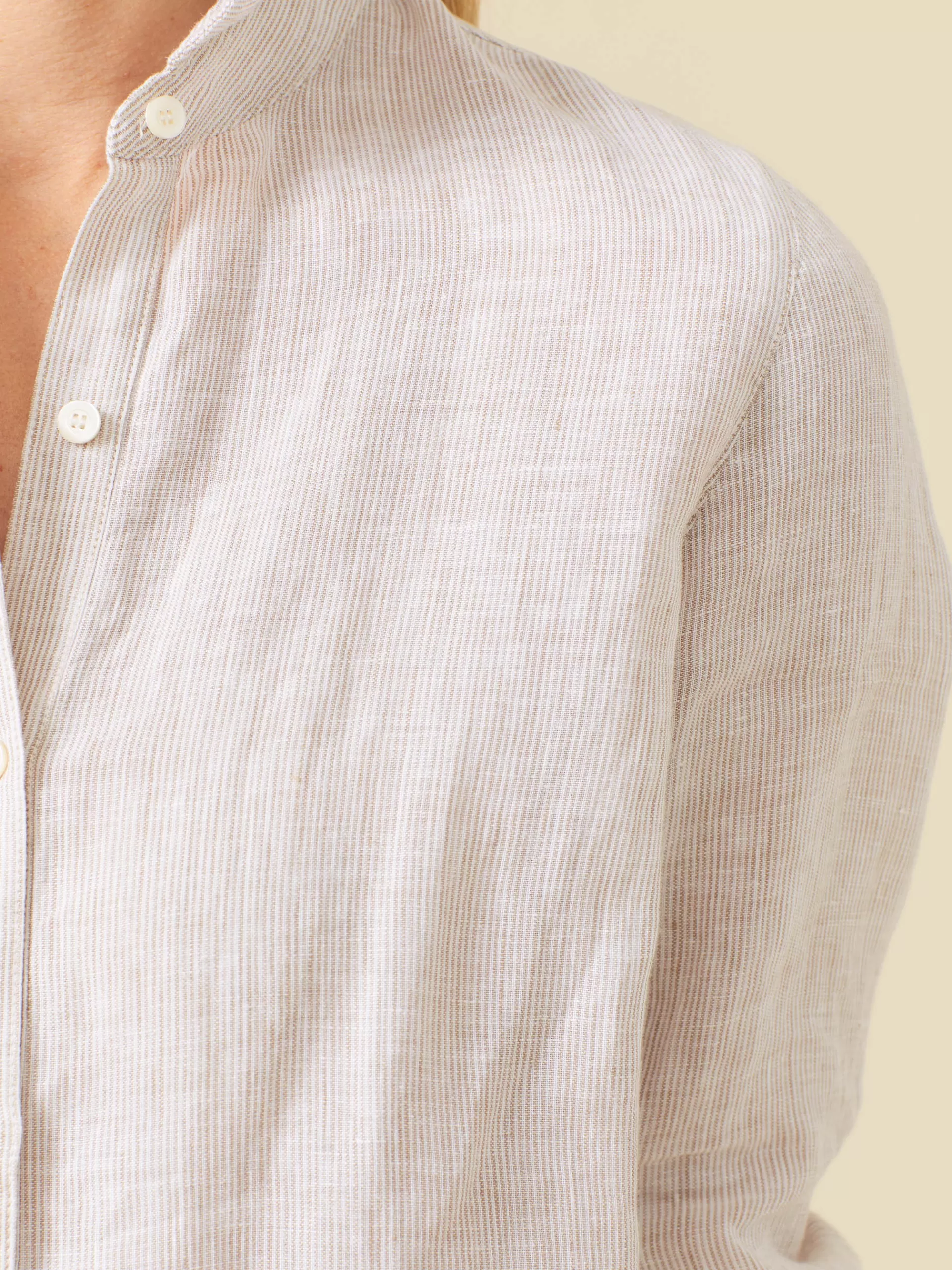 Online J. McLaughlin Britt Linen Shirt In Stripe Tan/White