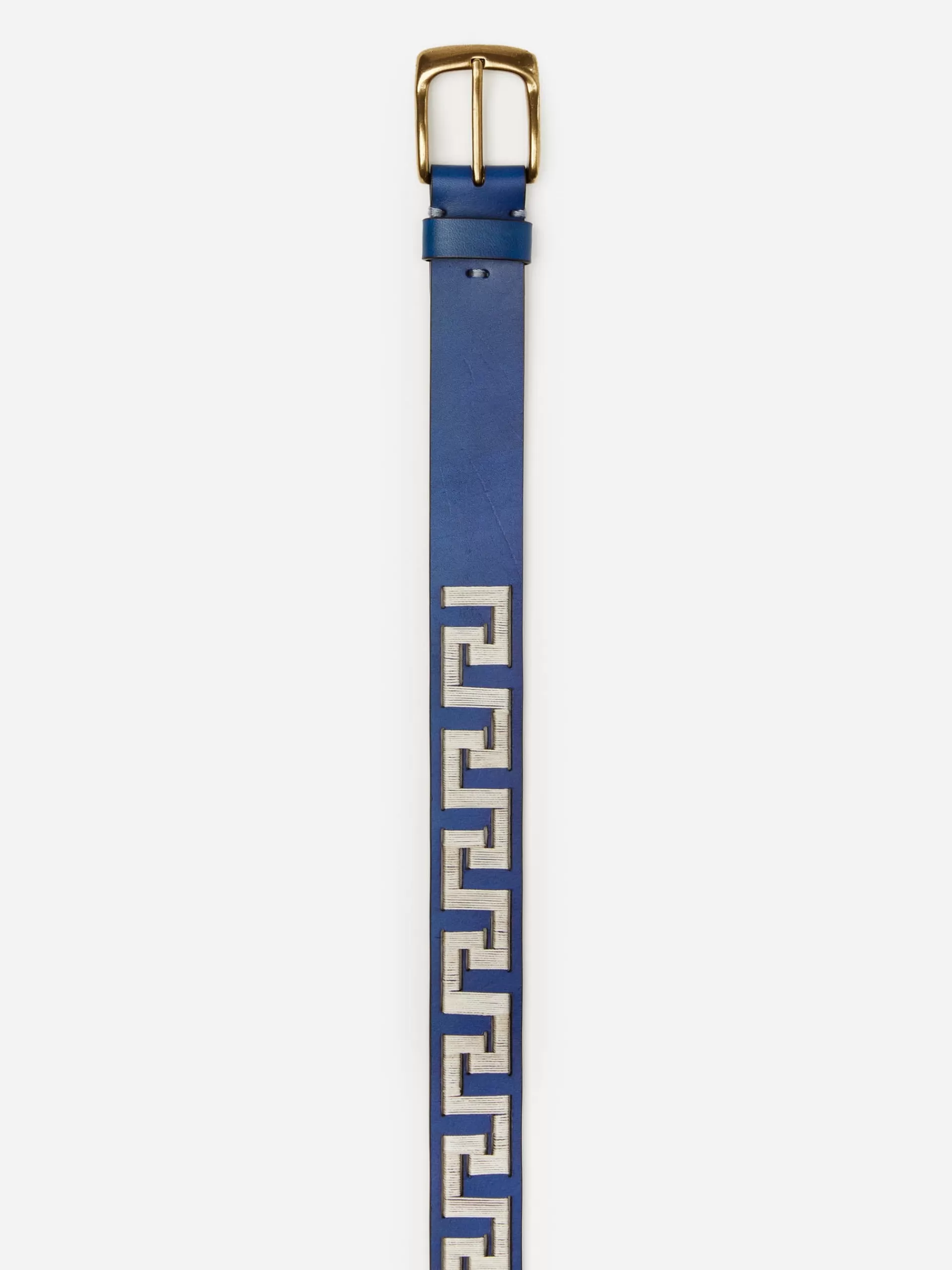 Online J. McLaughlin Caerus Leather Belt In Greek Key Denim/Off White