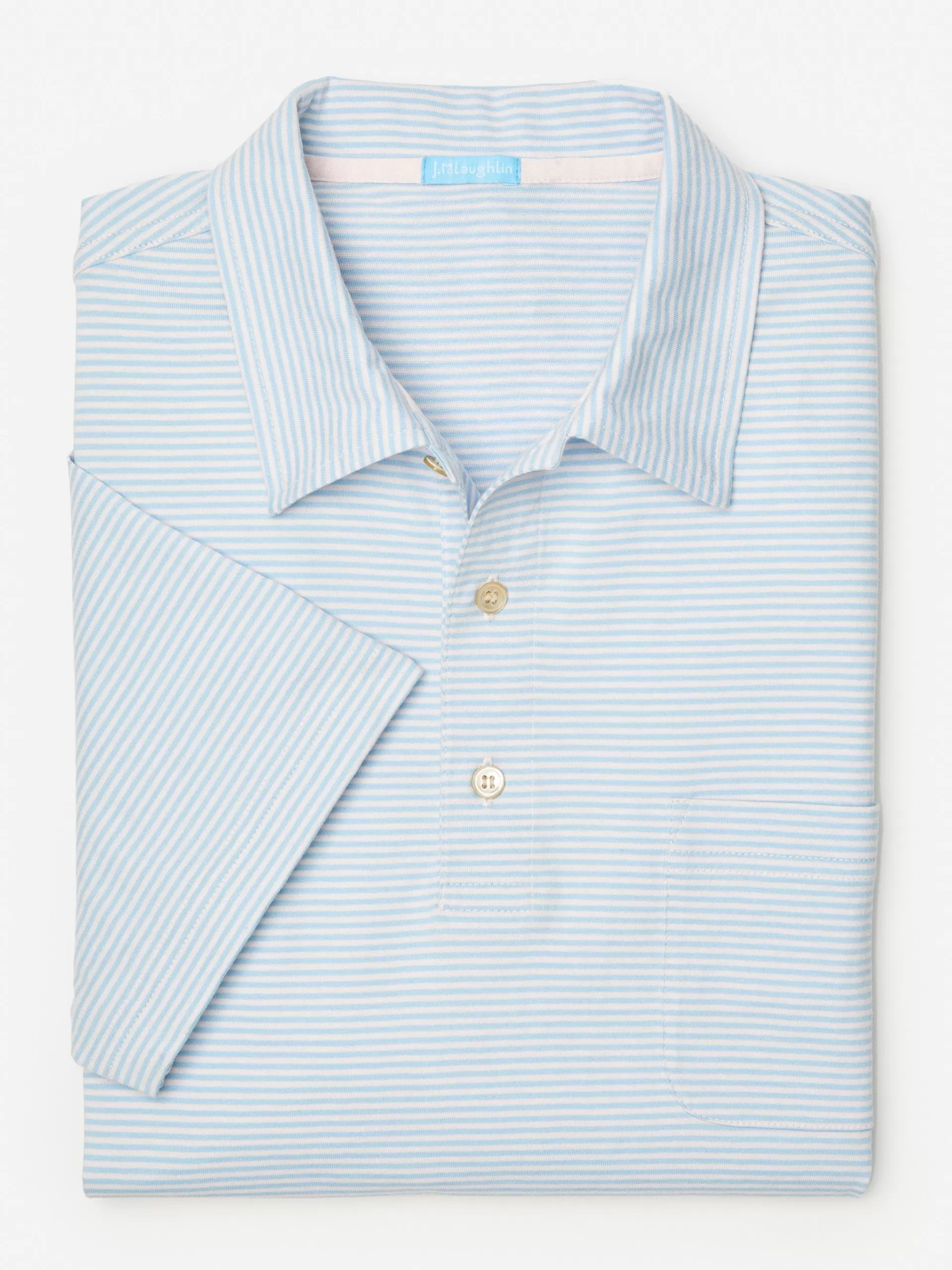 Clearance J. McLaughlin Callahan Cotton Polo In Stripe Light Pink/Light Blue