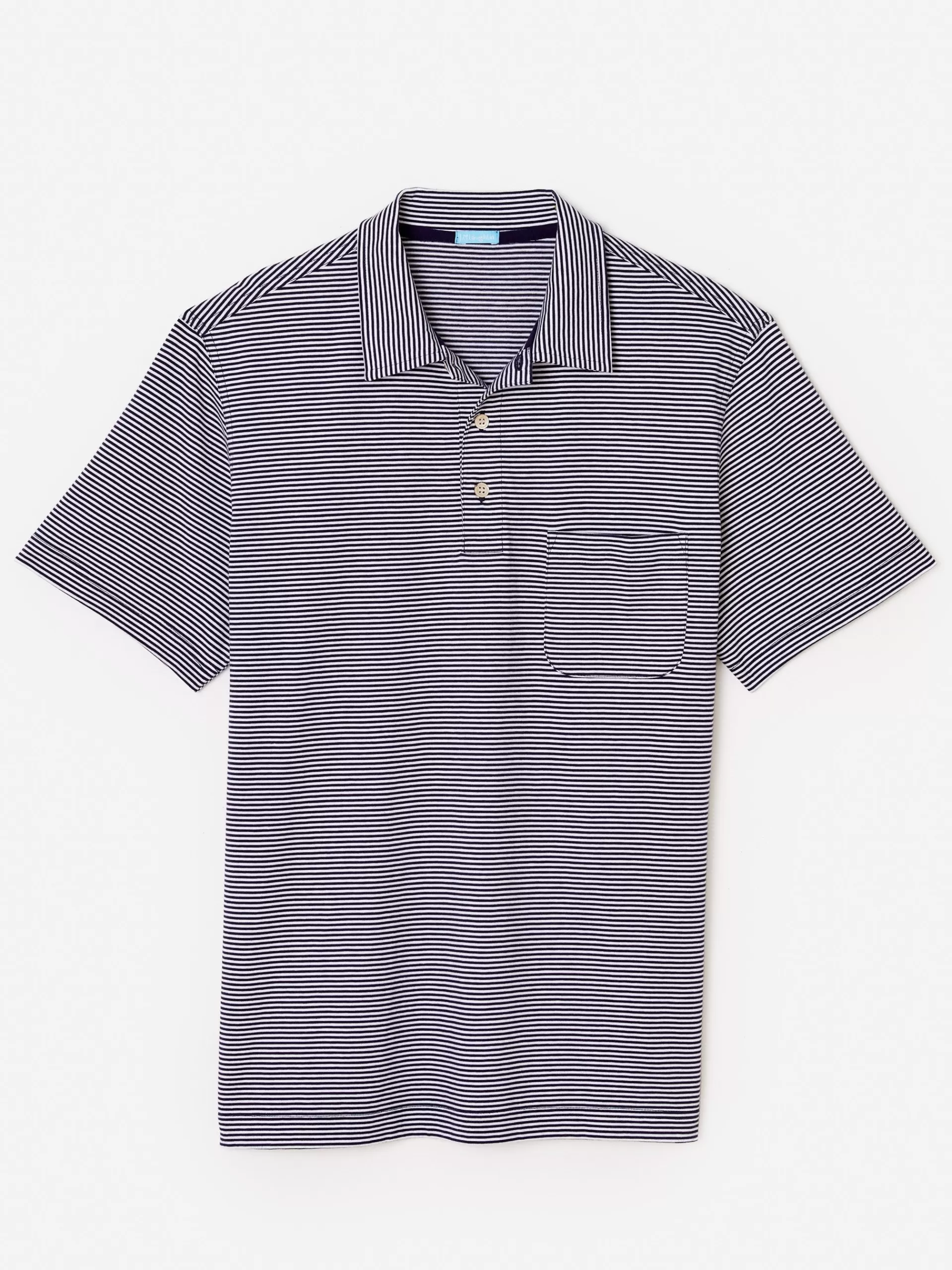 Sale J. McLaughlin Callahan Cotton Polo In Stripe Abyss Blue/White