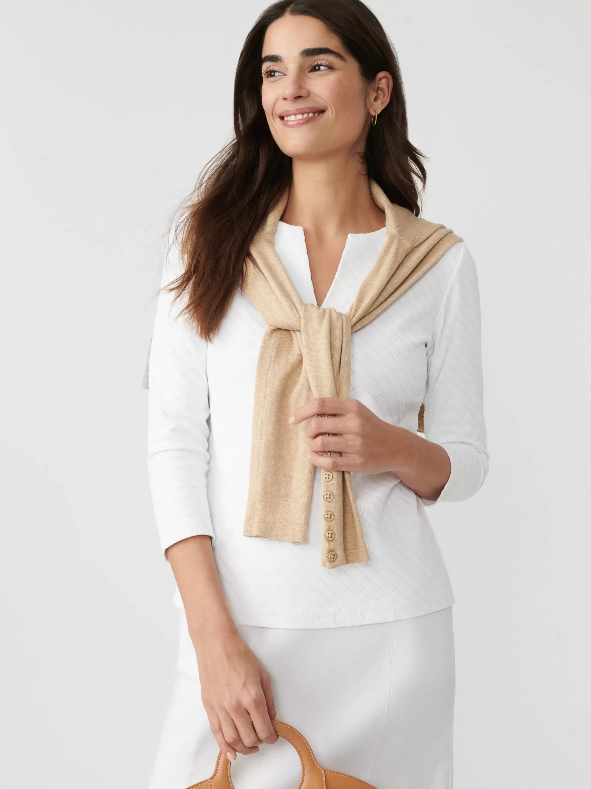 Online J. McLaughlin Carly Top In Fernwood Geo Jacquard White