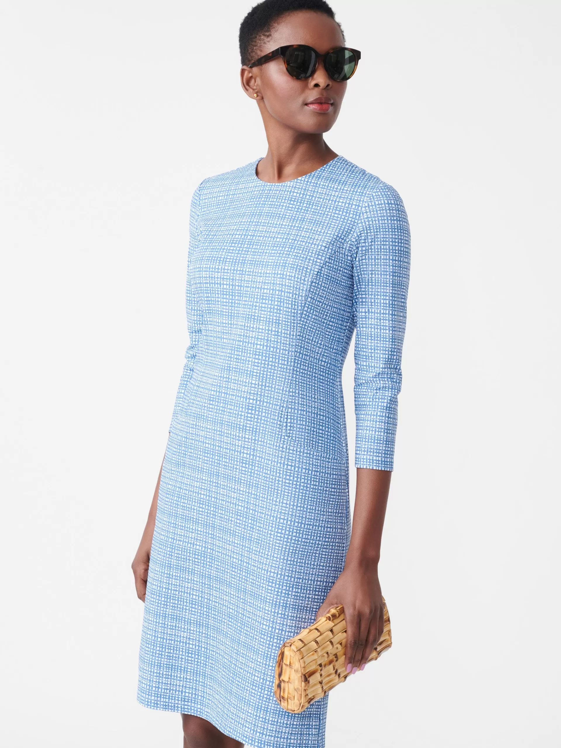 Discount J. McLaughlin Catalyst Dress In Pocket Square Blue/Cream