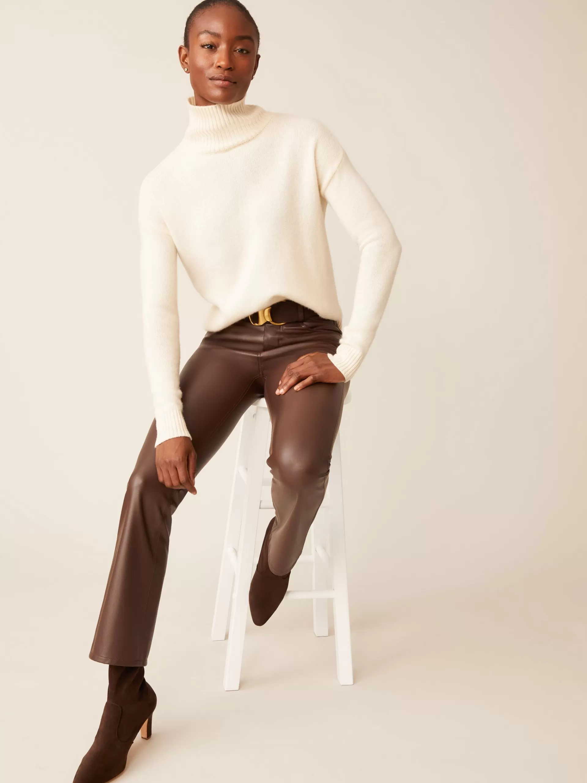 Cheap J. McLaughlin Clara Cashmere Turtleneck Ivory