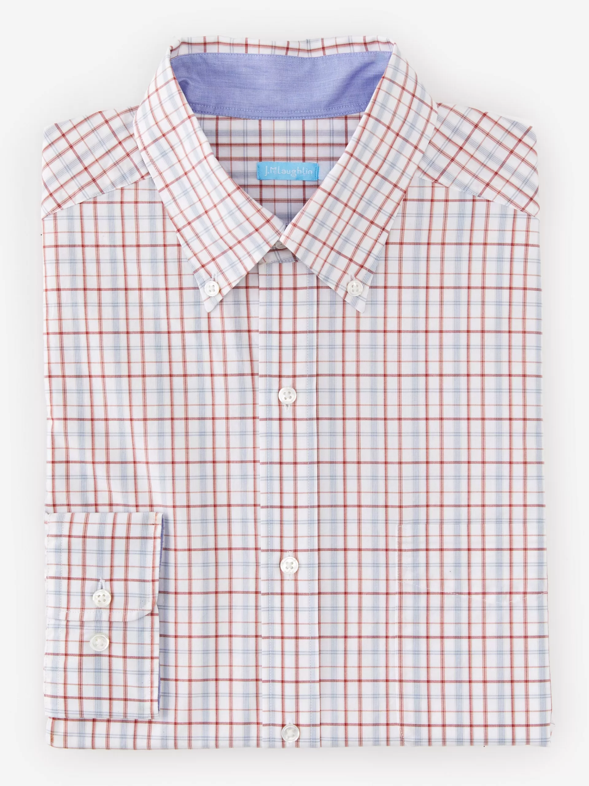 Outlet J. McLaughlin Collis Classic Fit Shirt In Plaid Blue/Red/White