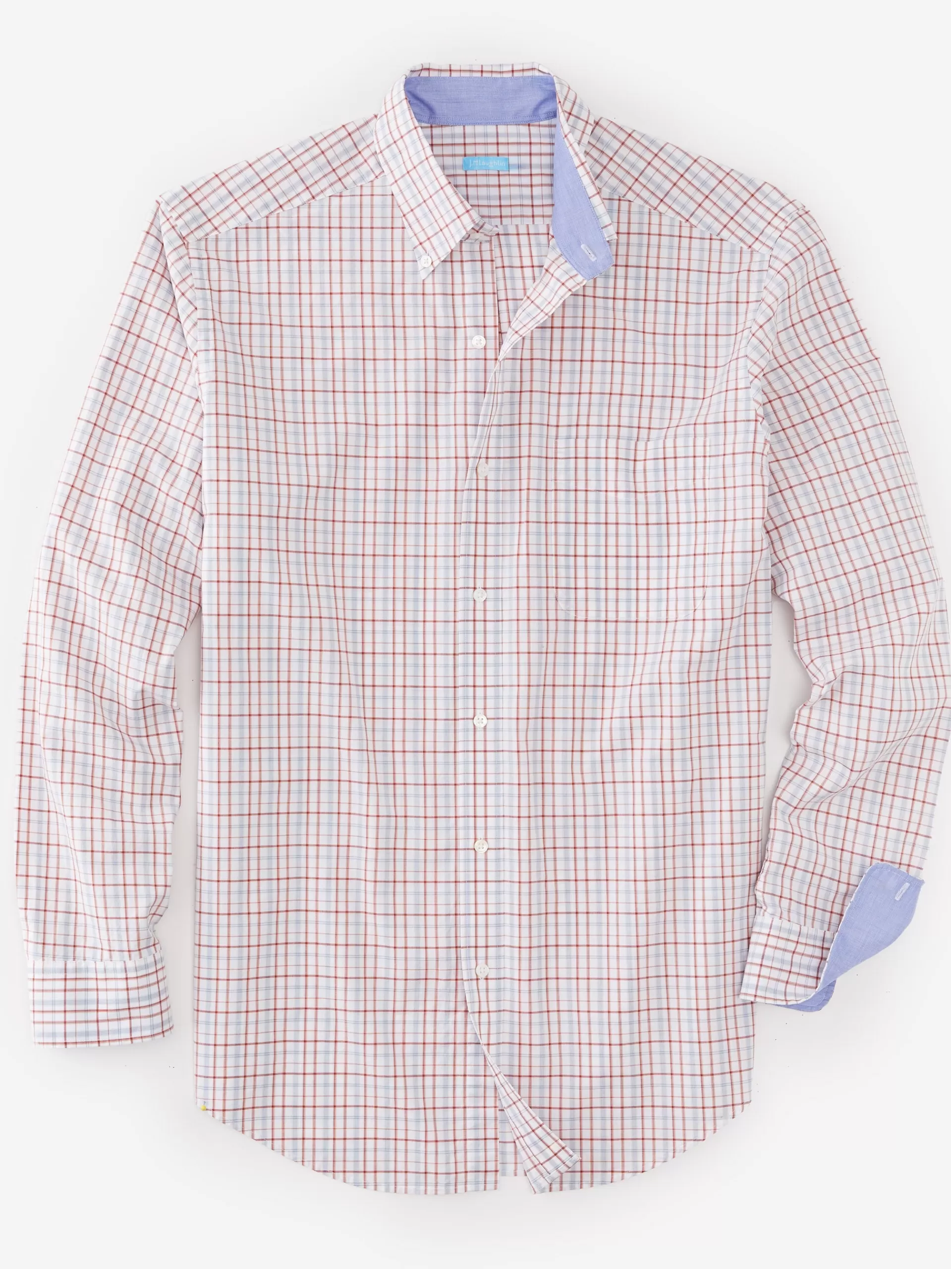 Outlet J. McLaughlin Collis Classic Fit Shirt In Plaid Blue/Red/White