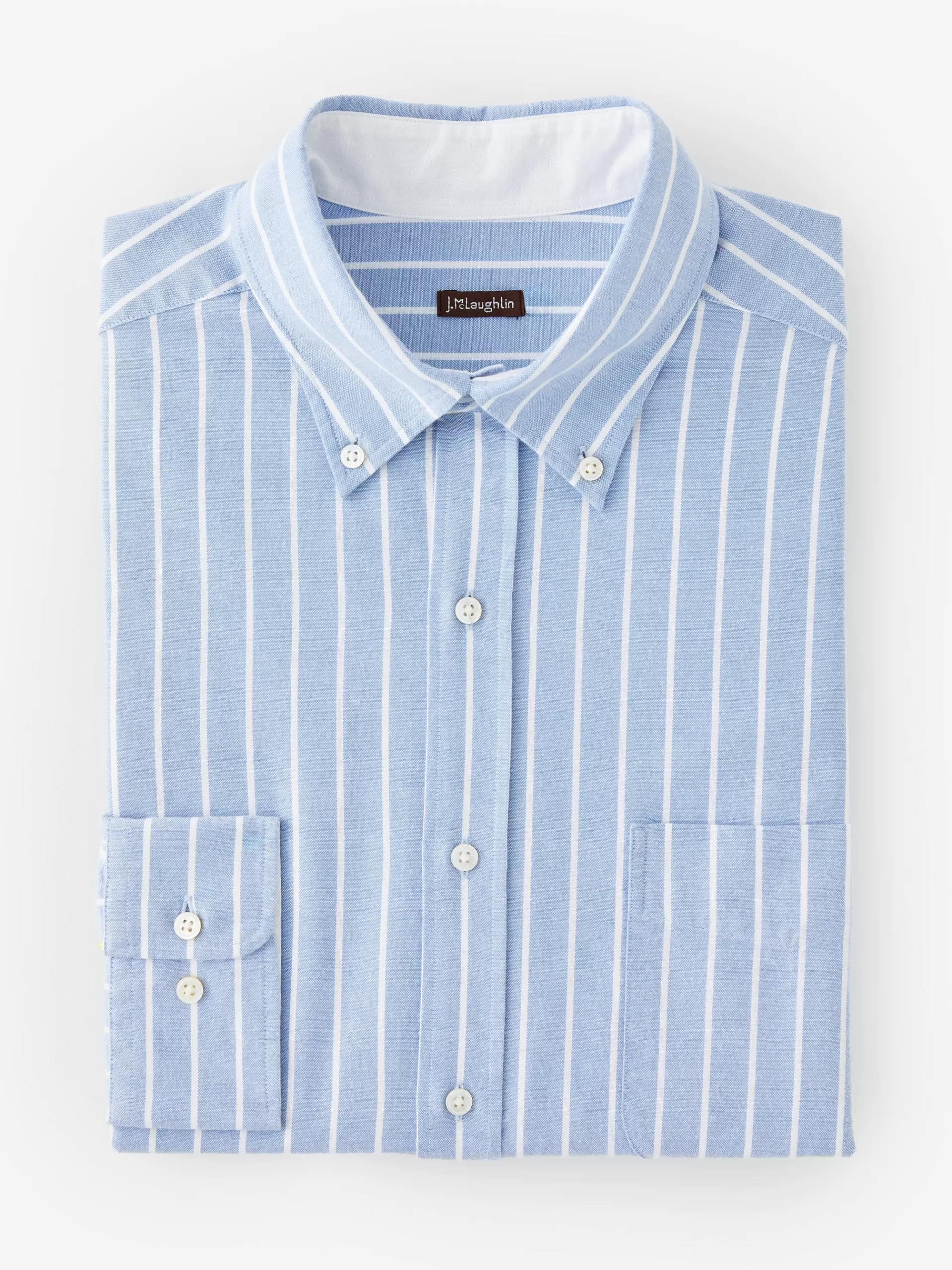 New J. McLaughlin Collis Classic Fit Shirt In Stripe White/Blue