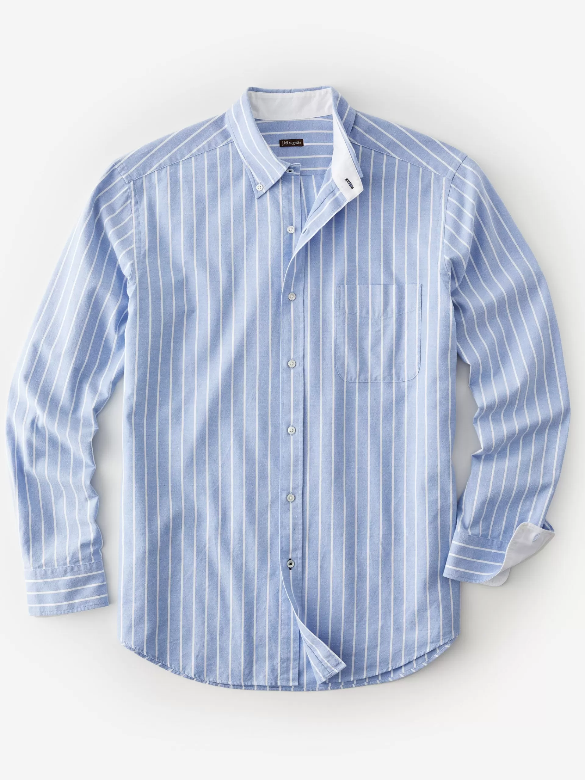 New J. McLaughlin Collis Classic Fit Shirt In Stripe White/Blue