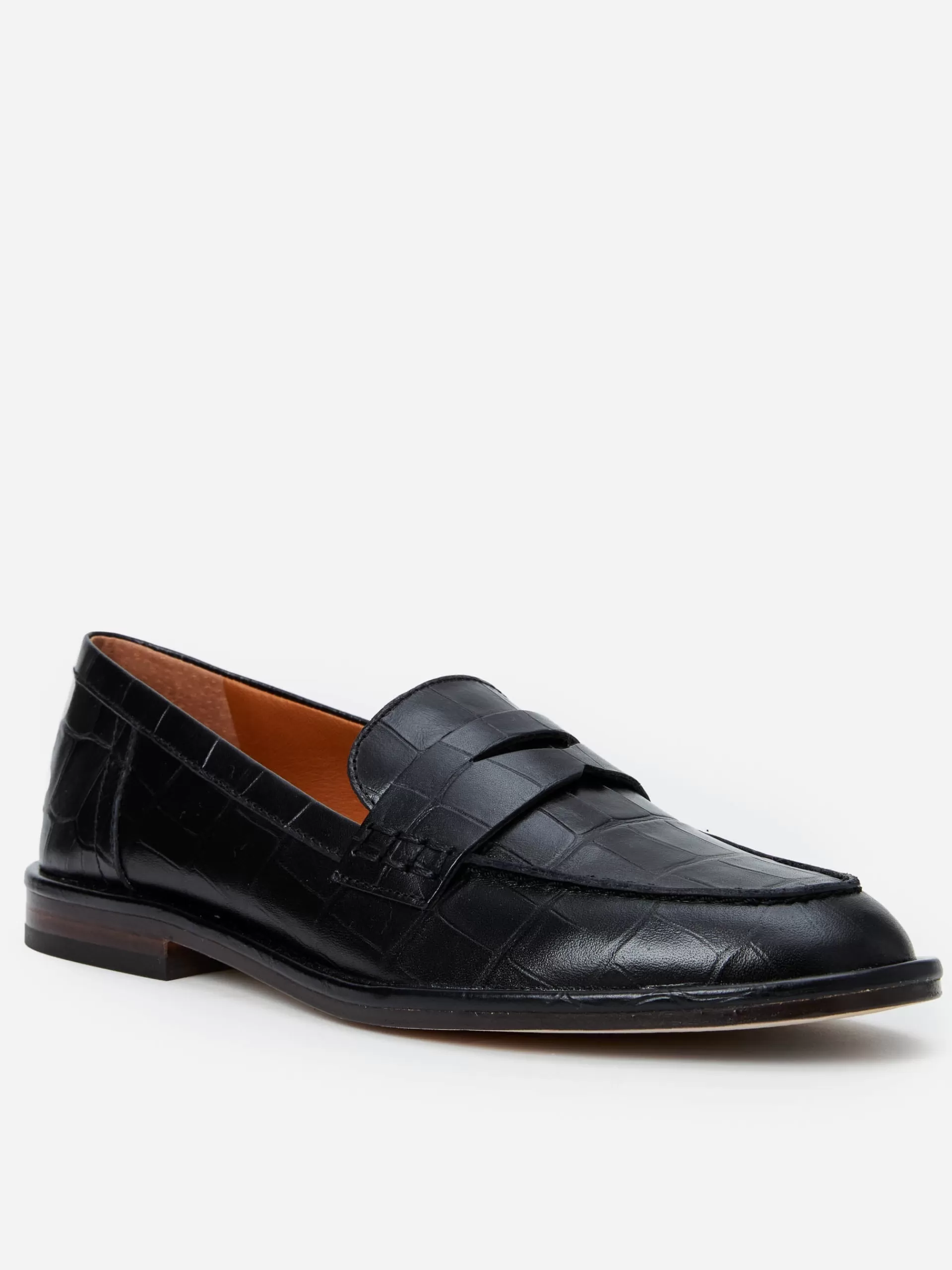 Discount J. McLaughlin Concetta Leather Loafers In Embossed Croc Black