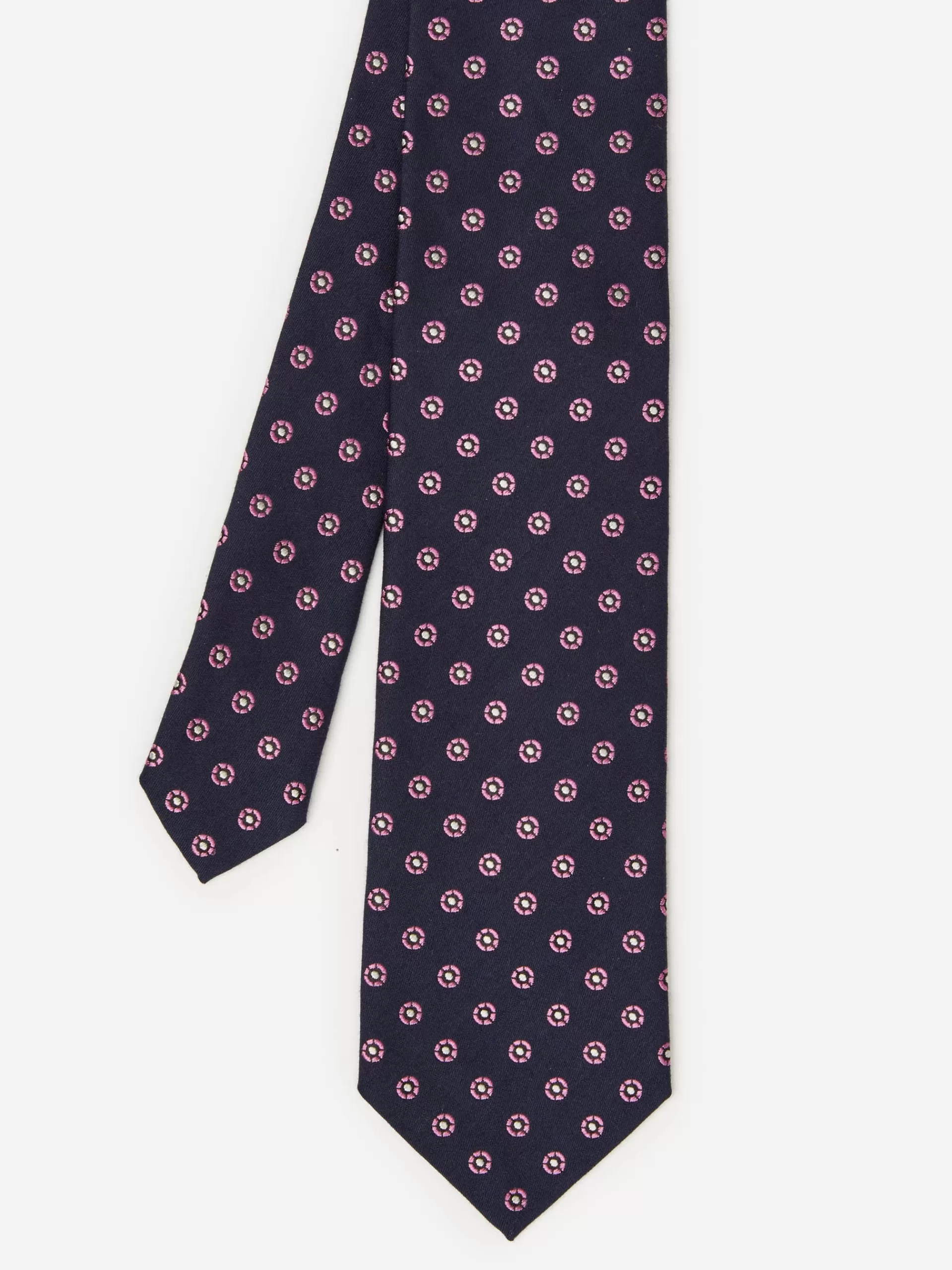 Discount J. McLaughlin Cotton Silk Tie In Micro Daisy Navy/Fuschia Pink