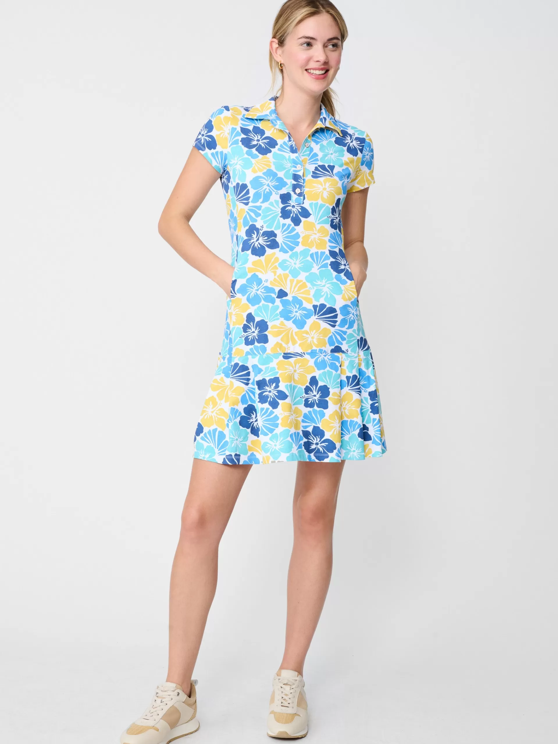 Cheap J. McLaughlin Dorte Dress In Beach Blossom White/Navy/Yellow