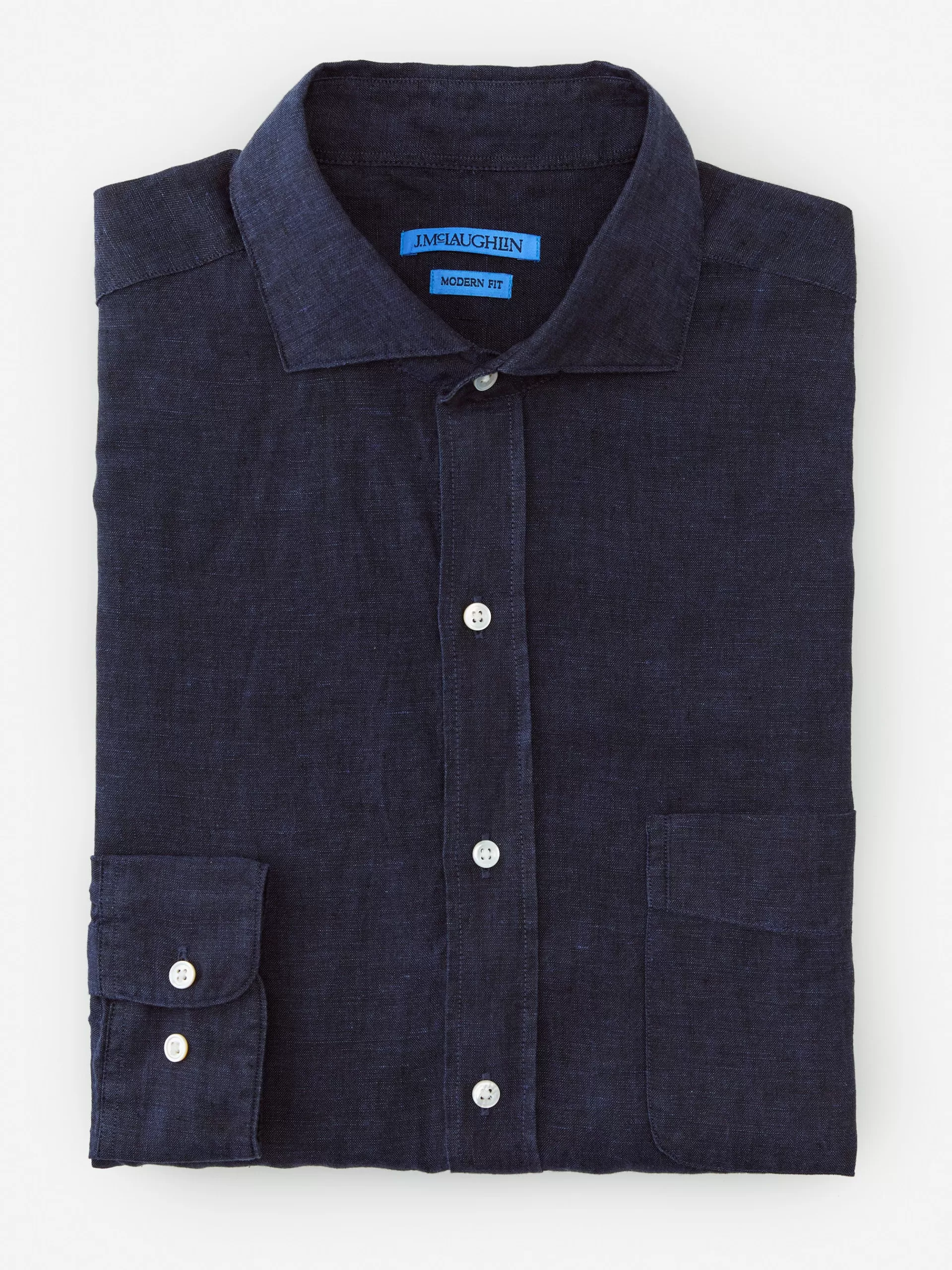 Best Sale J. McLaughlin Drummond Modern Fit Linen Shirt Navy