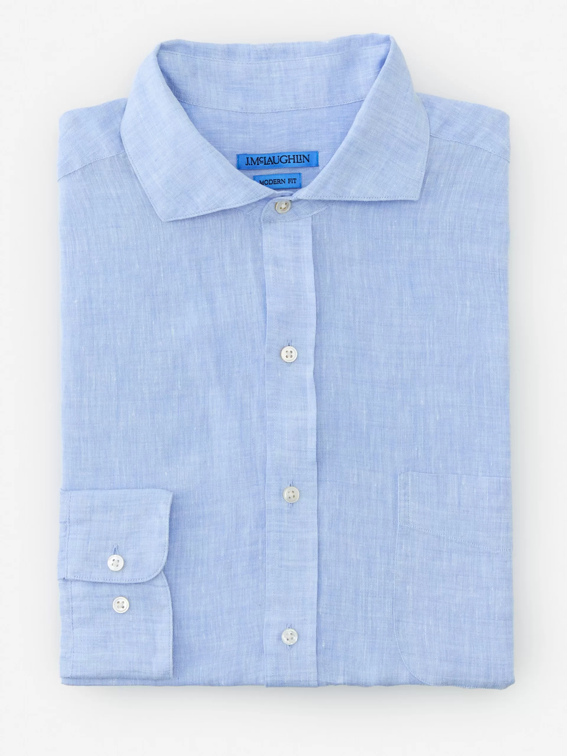 Sale J. McLaughlin Drummond Modern Fit Linen Shirt Light Denim Blue