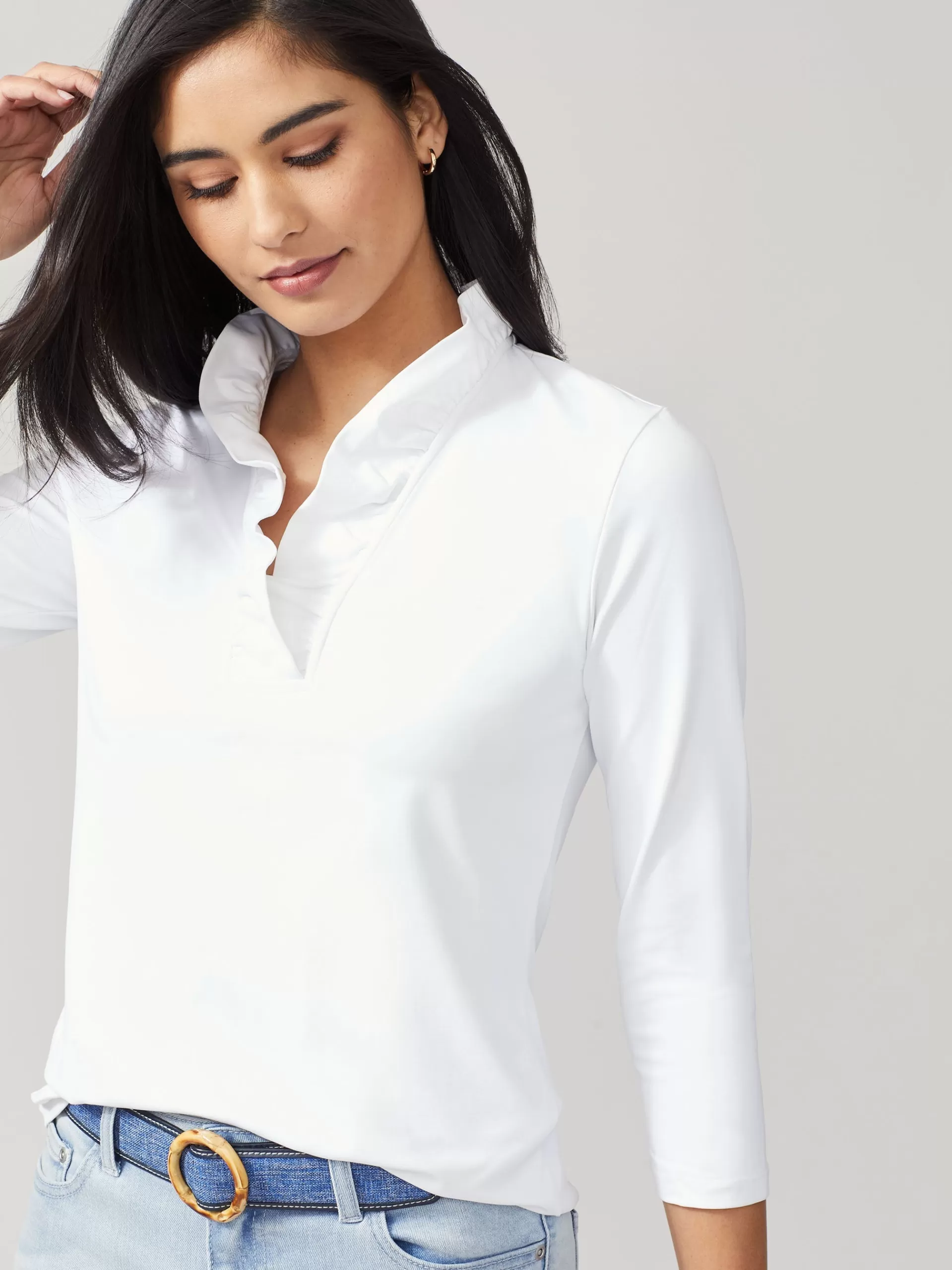 Best Sale J. McLaughlin Durham Ruffle Top white