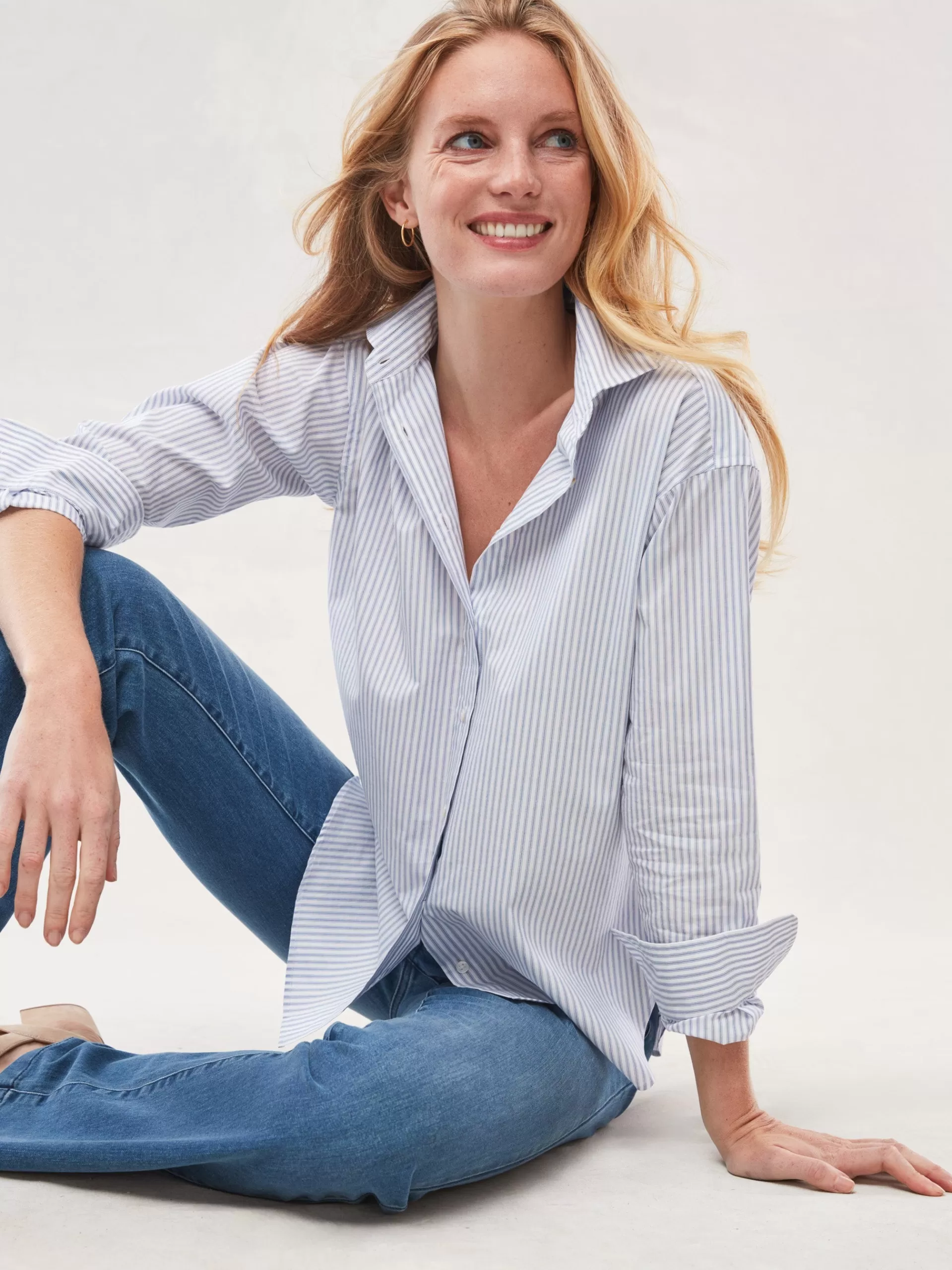 Hot J. McLaughlin Finn Shirt In Stripe White/French Blue