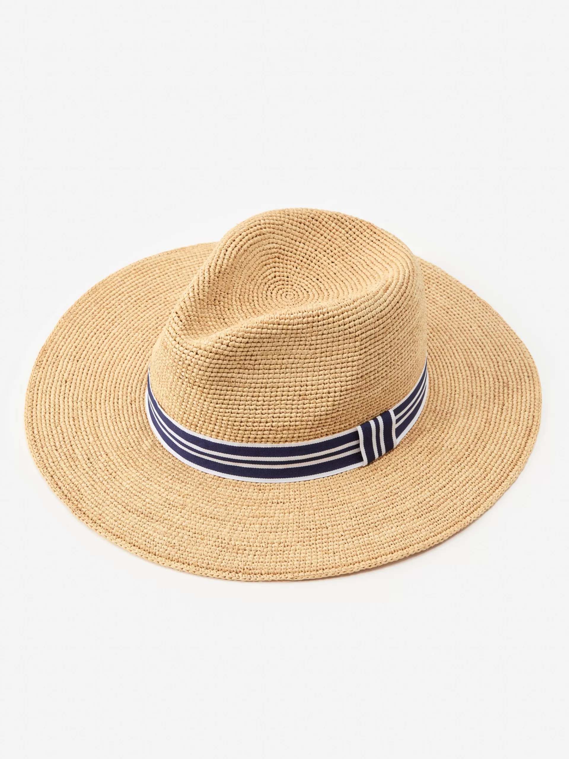 Fashion J. McLaughlin Freida Raffia Hat Natural/Navy