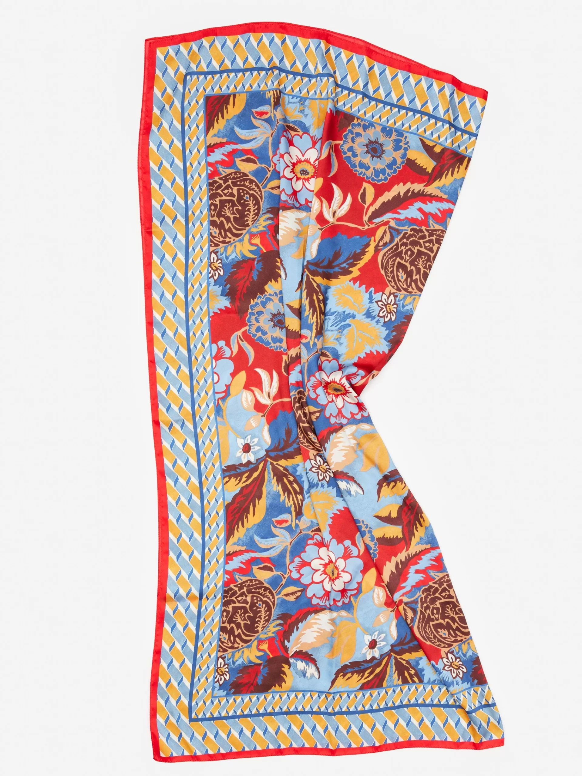 Hot J. McLaughlin Gemma Scarf In Terra Blossom Border Blue/Red/Brown