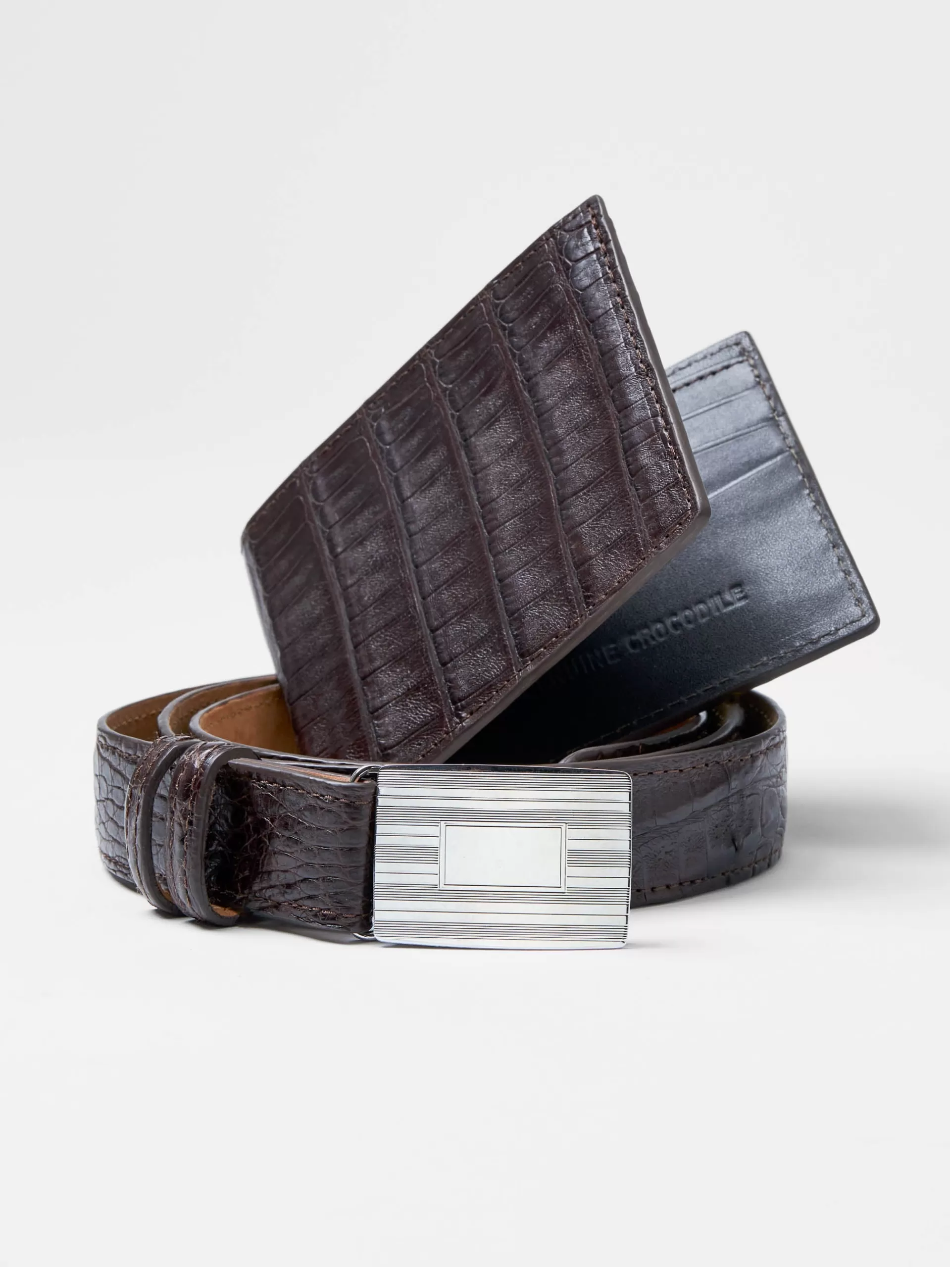 Flash Sale J. McLaughlin Genuine Crocodile Belt Cigar