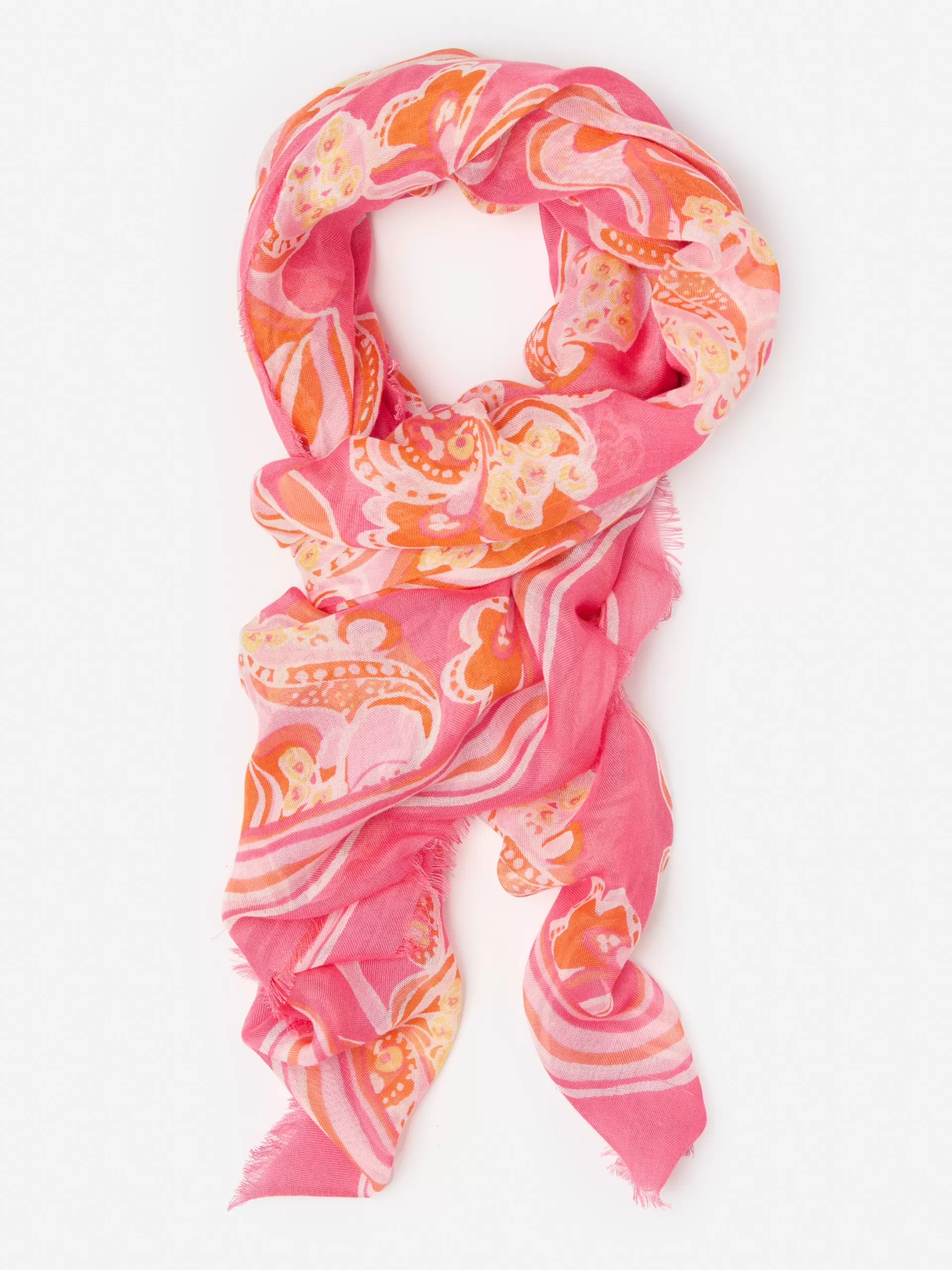 Cheap J. McLaughlin Giselle Scarf In Trinidad Abstract Border Pink/Orange