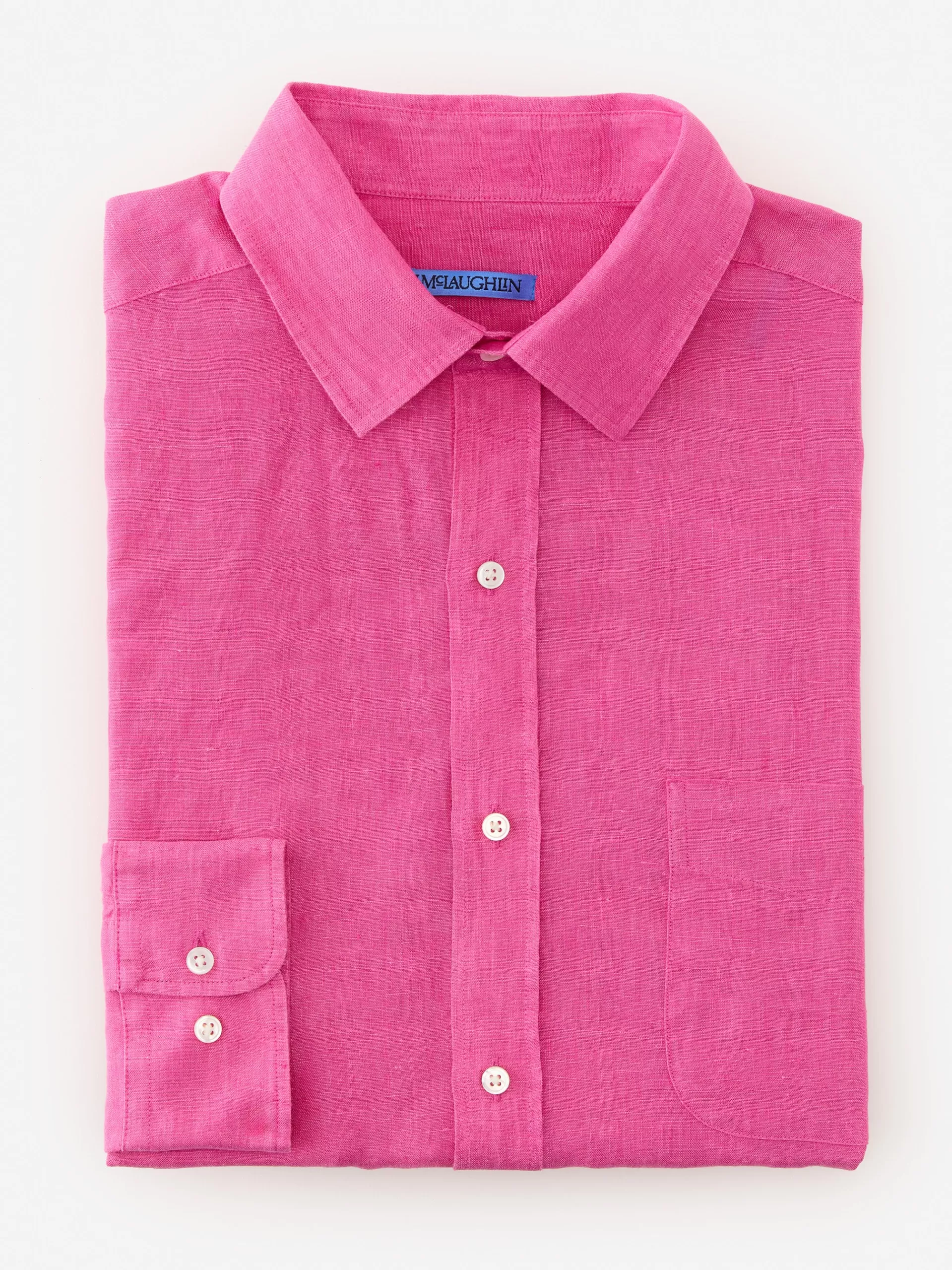 Store J. McLaughlin Gramercy Classic Fit Linen Shirt Pink