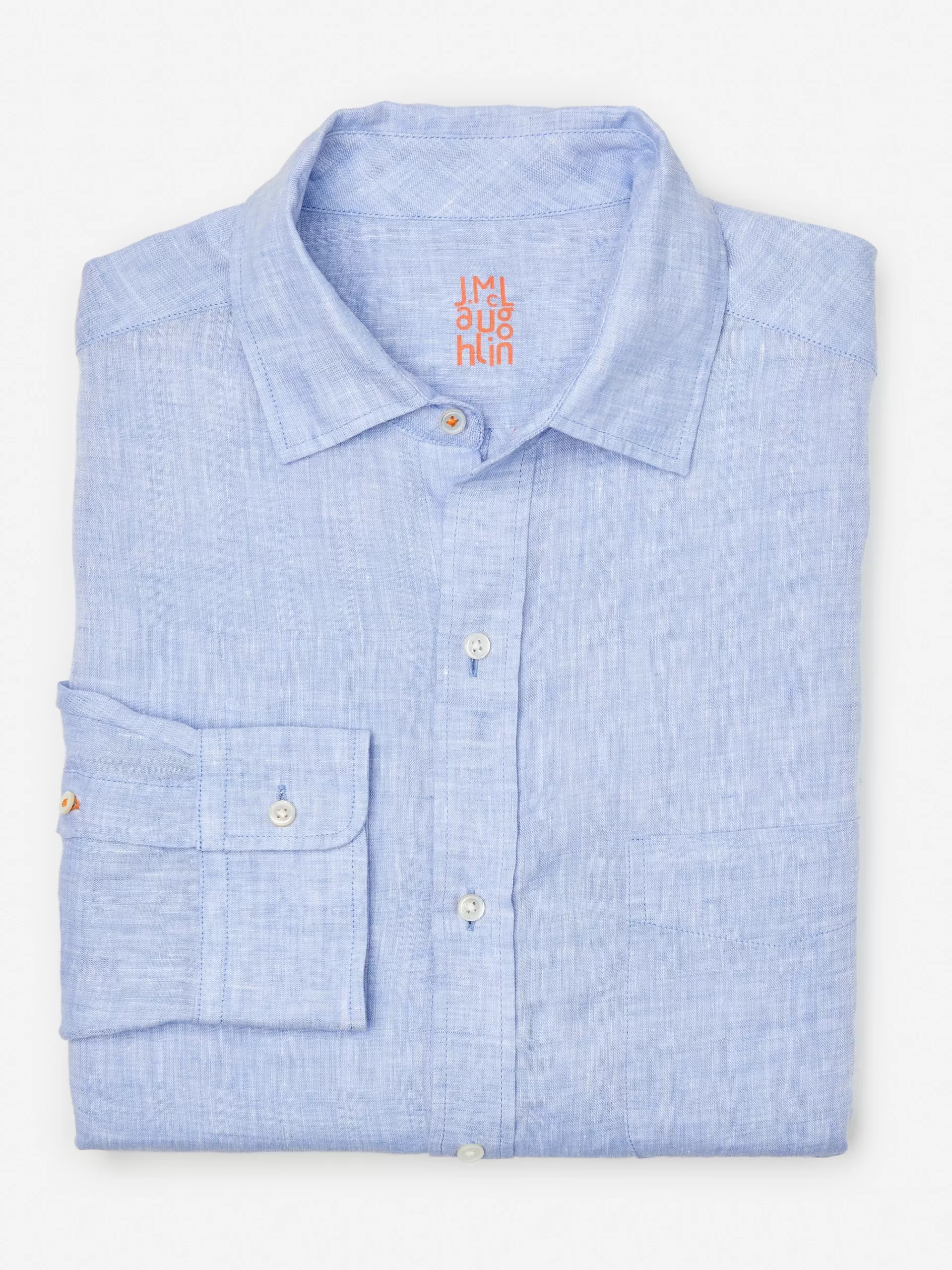 Cheap J. McLaughlin Gramercy Classic Fit Linen Shirt Light Denim Blue