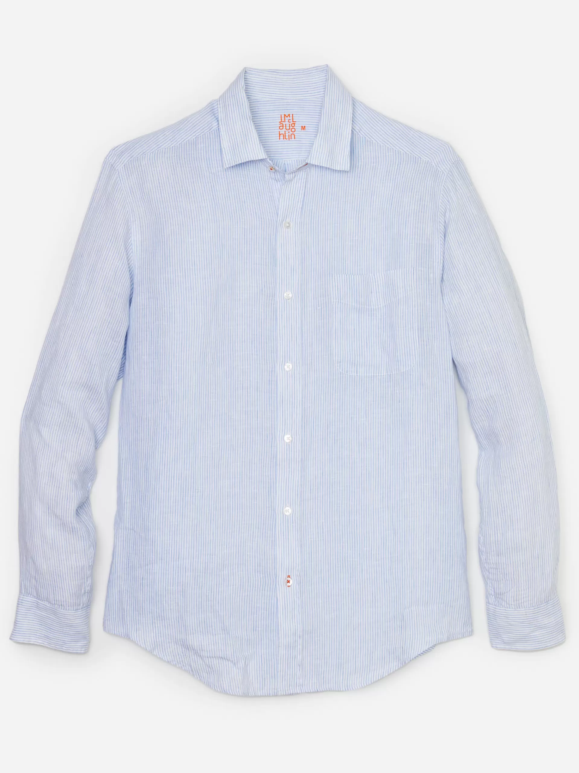 Best J. McLaughlin Gramercy Classic Fit Linen Shirt In Fineline White/Blue