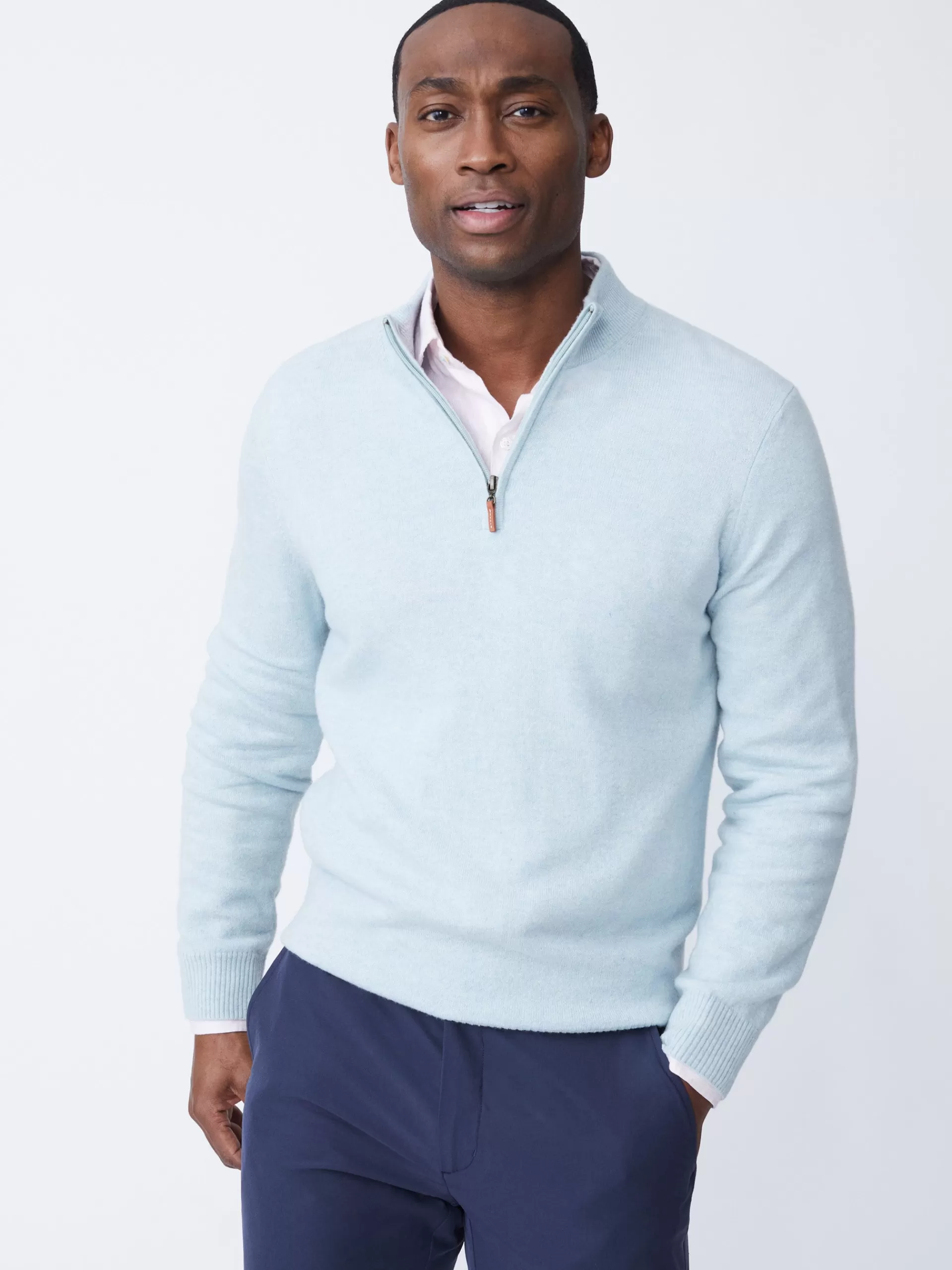 Hot J. McLaughlin Henry Cashmere 1/4 Zip Heather Aqua