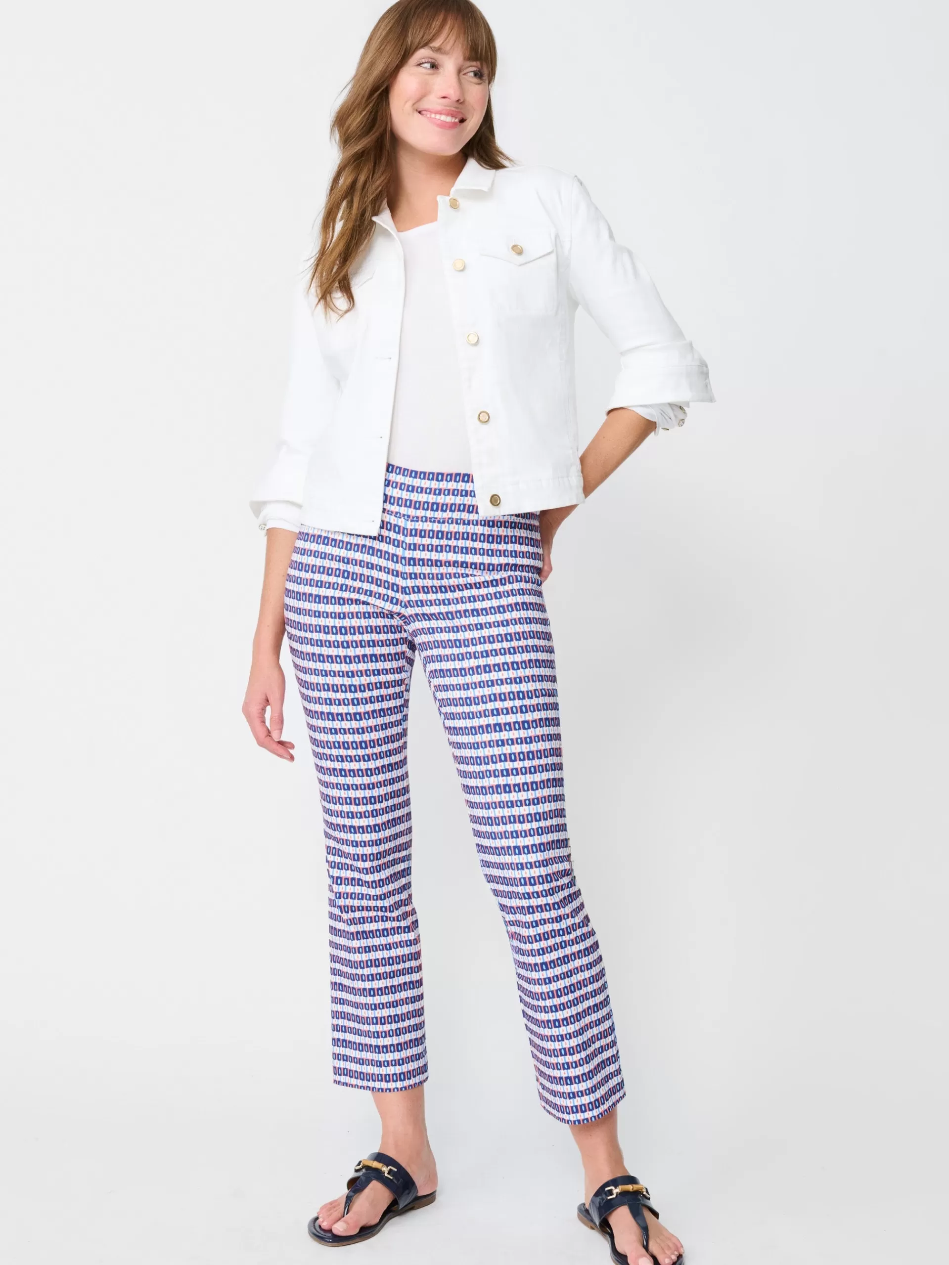 Sale J. McLaughlin Ivy Pants In Aberdeen Geo Blue/Orange