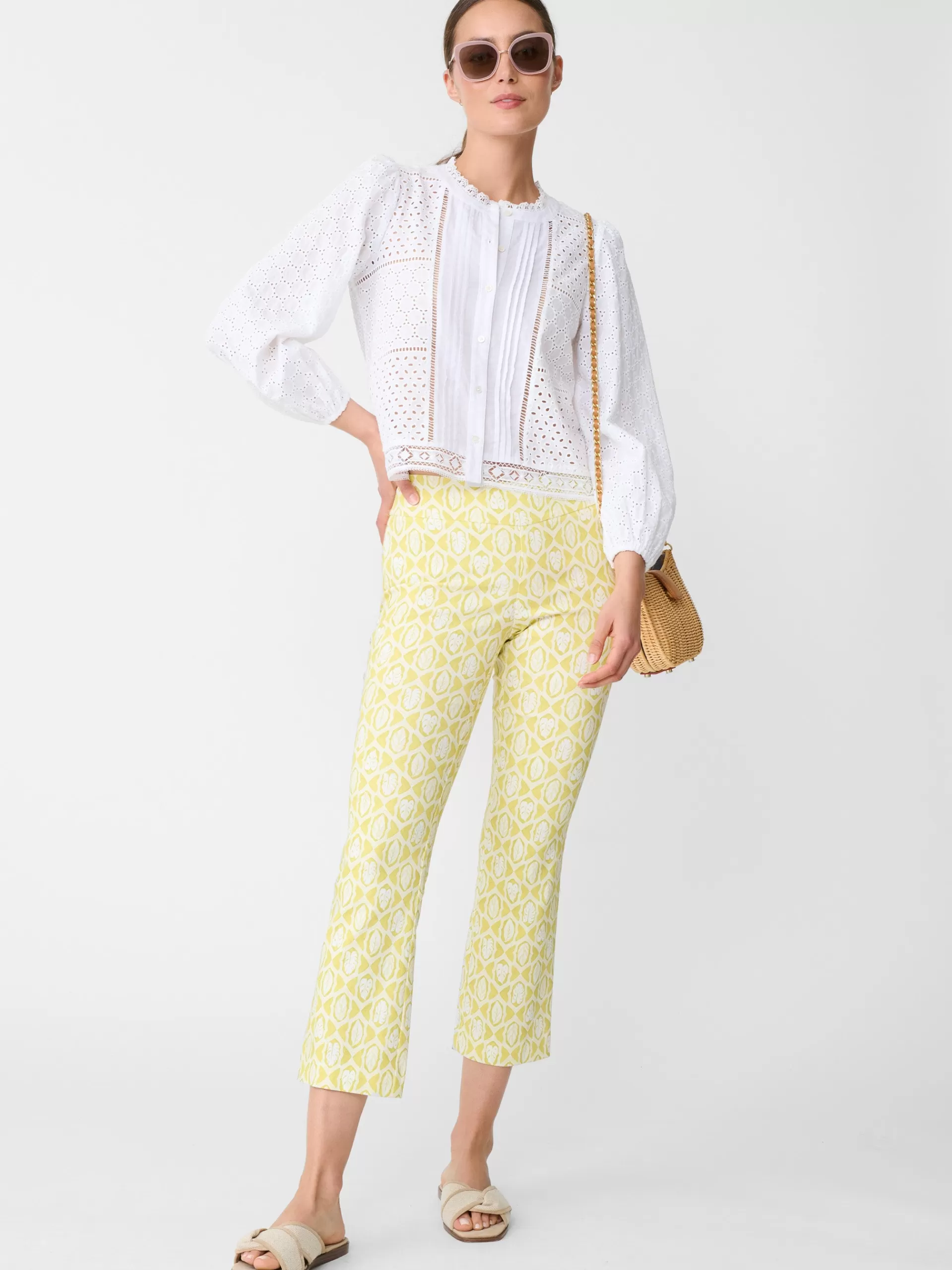 Store J. McLaughlin Ivy Pants In Lahara Leaves Chartreuse/White