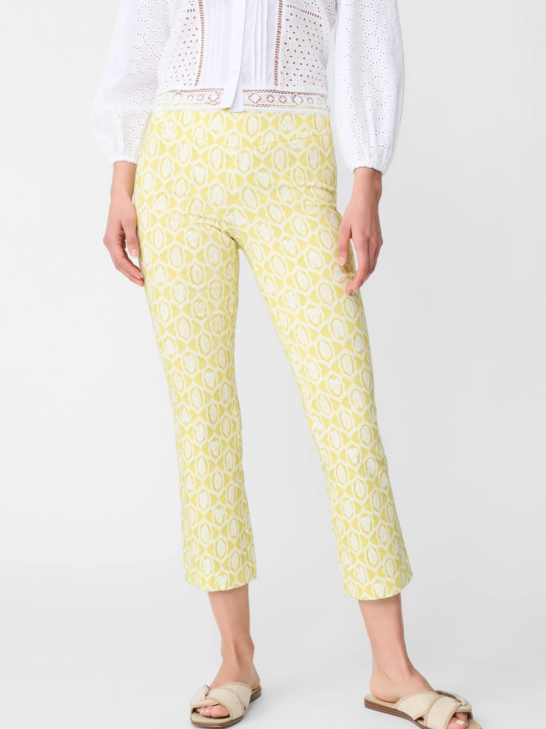 Store J. McLaughlin Ivy Pants In Lahara Leaves Chartreuse/White