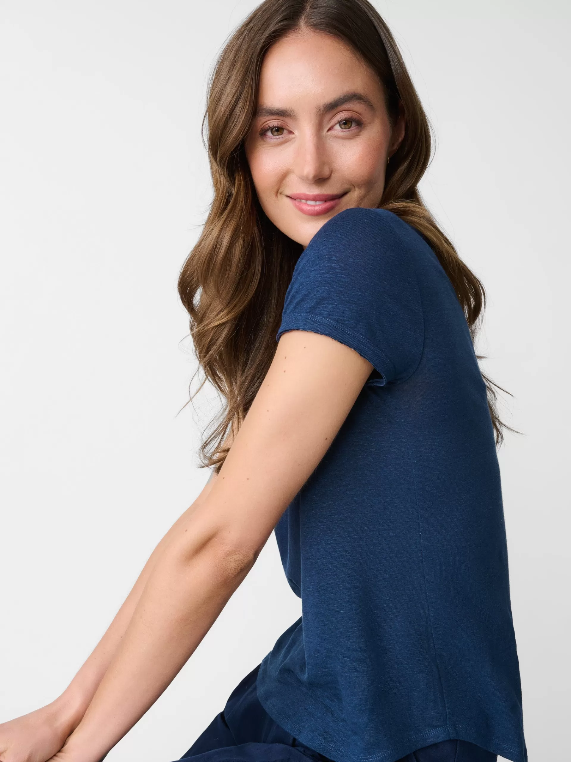 Best J. McLaughlin Kacey Linen Tee Navy