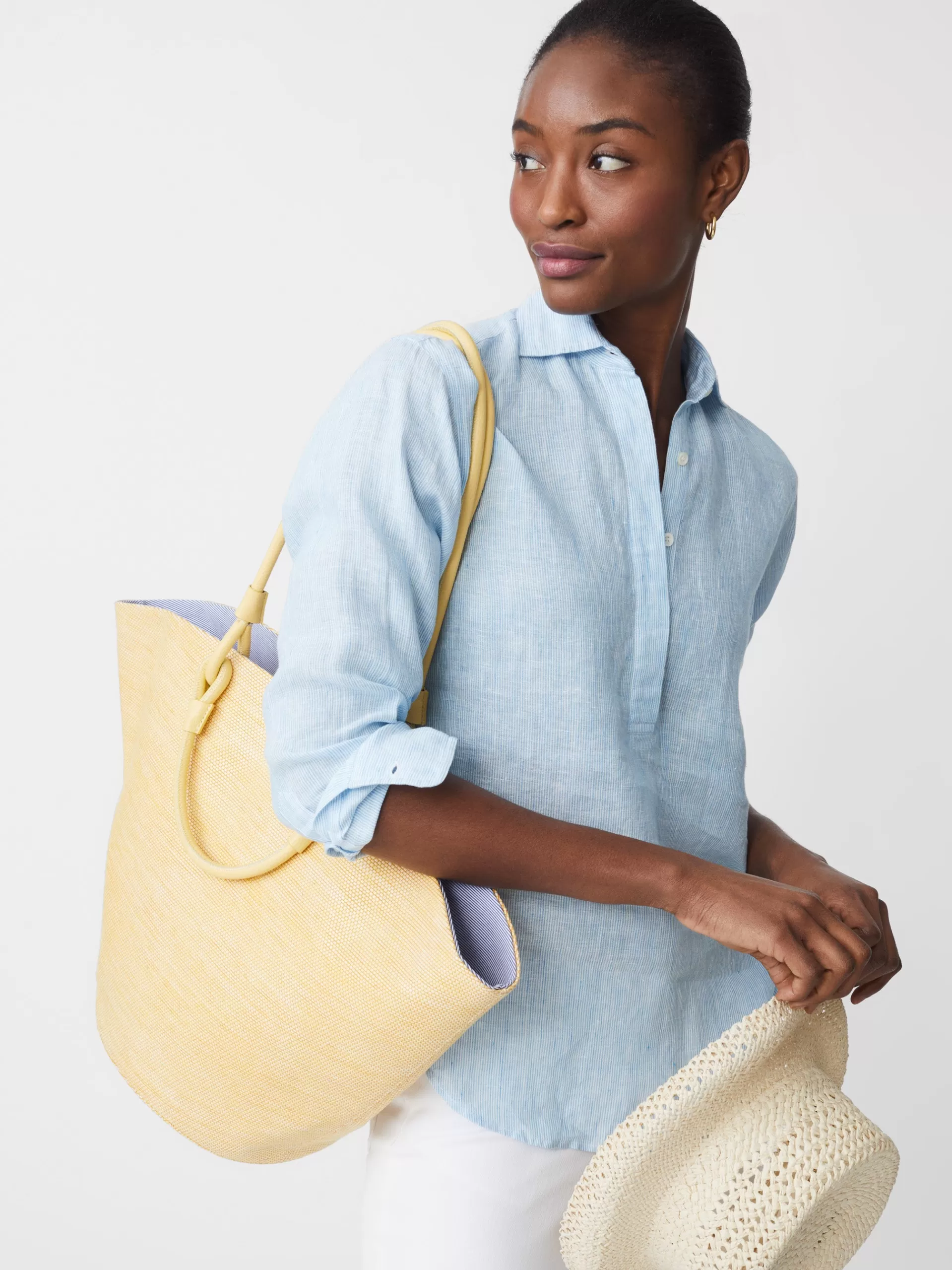 Shop J. McLaughlin Lena Grasscloth Tote Yellow