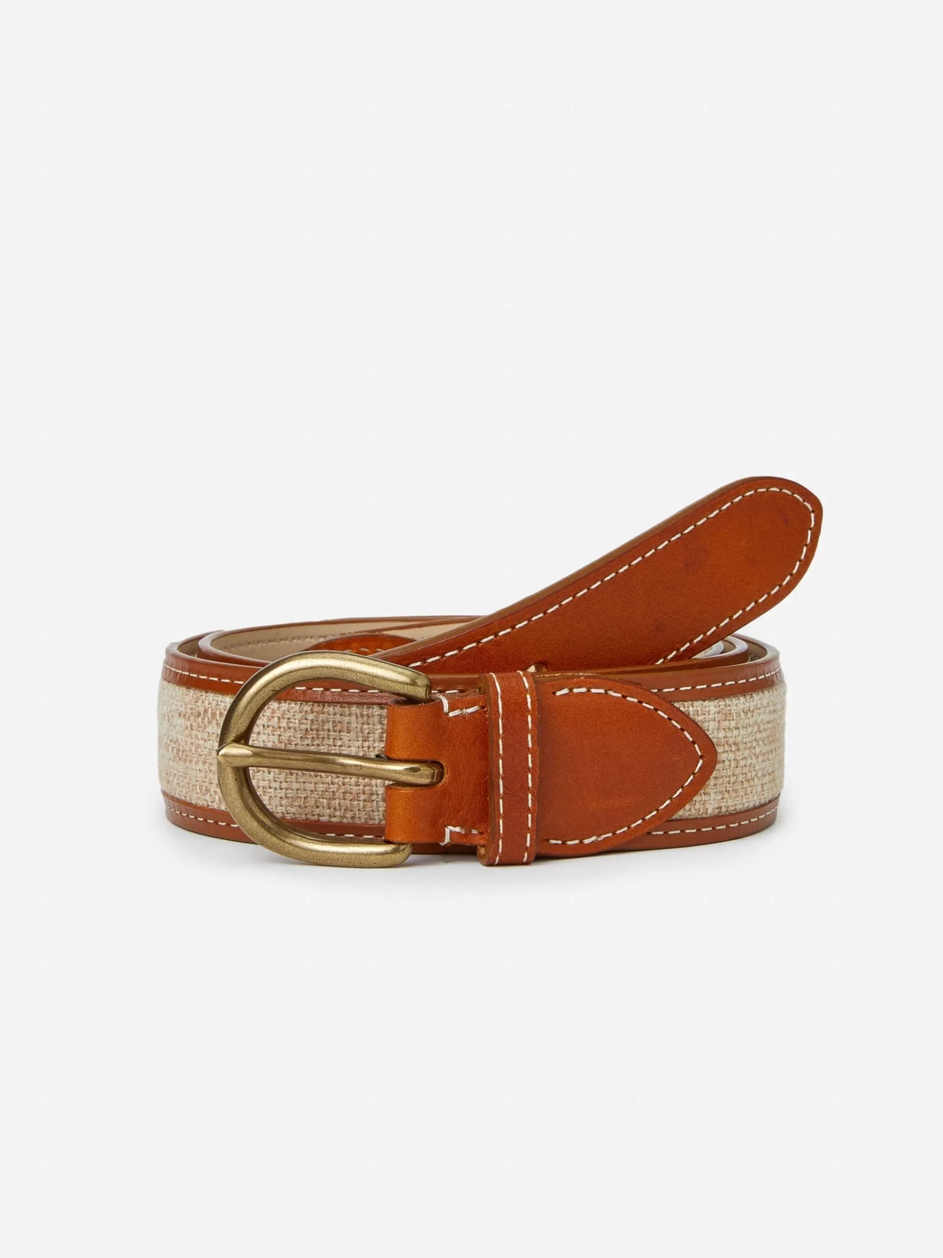 Clearance J. McLaughlin Leopold Linen Belt Natural