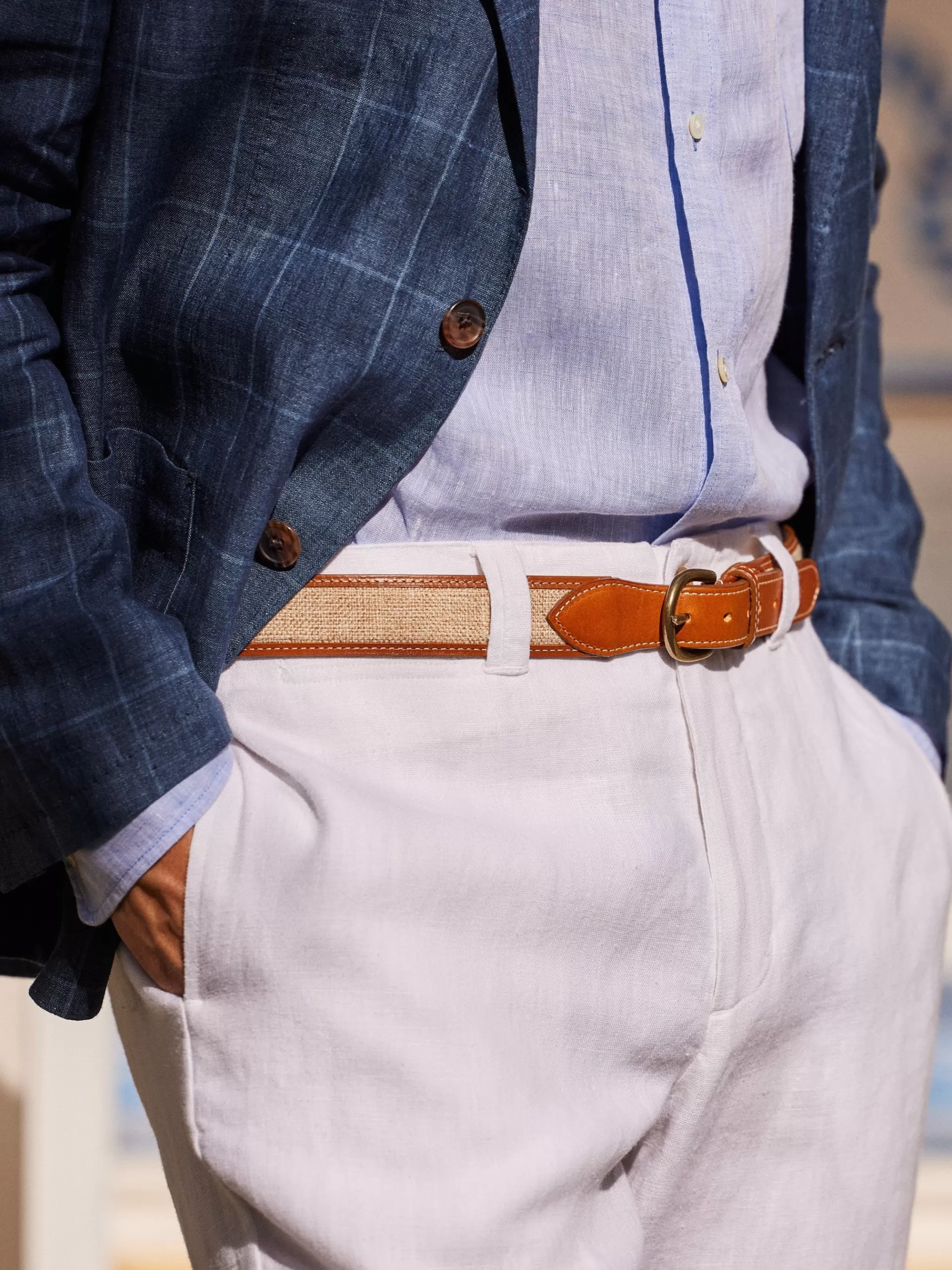 Clearance J. McLaughlin Leopold Linen Belt Natural