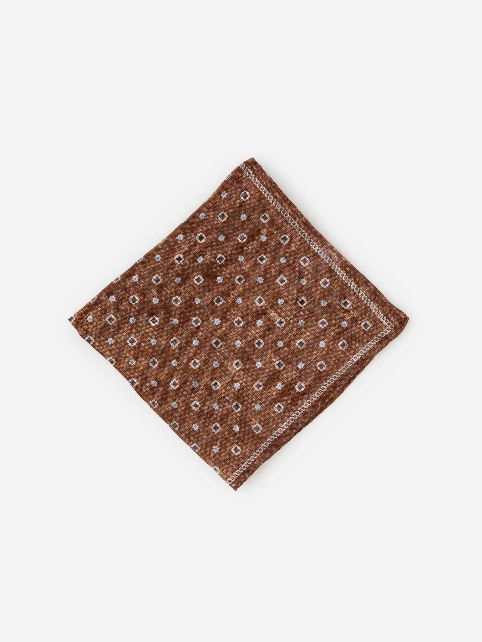 Best J. McLaughlin Linen Pocket Square In Floral Dots Khaki