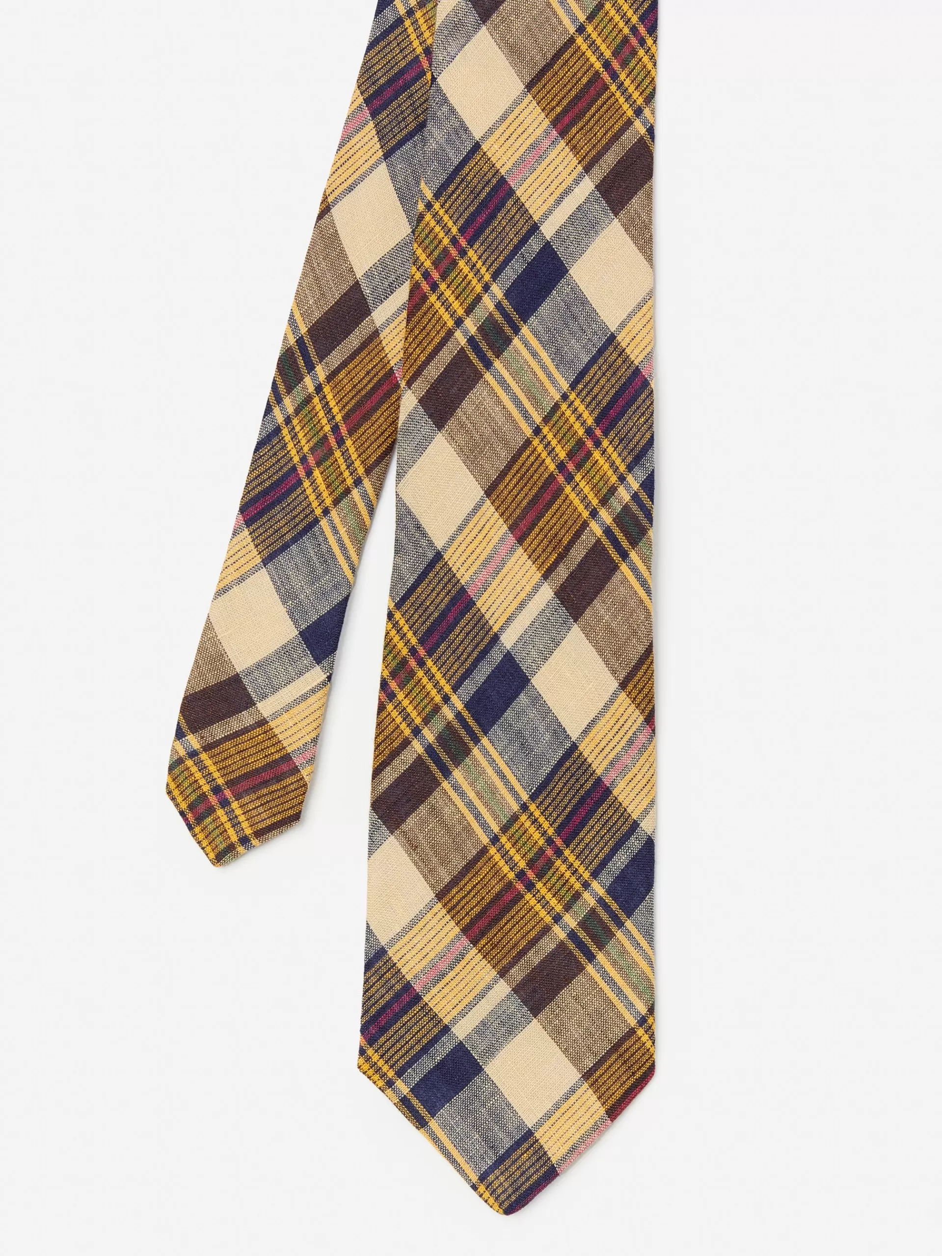 Best J. McLaughlin Linen Tie In Plaid Yellow/Navy