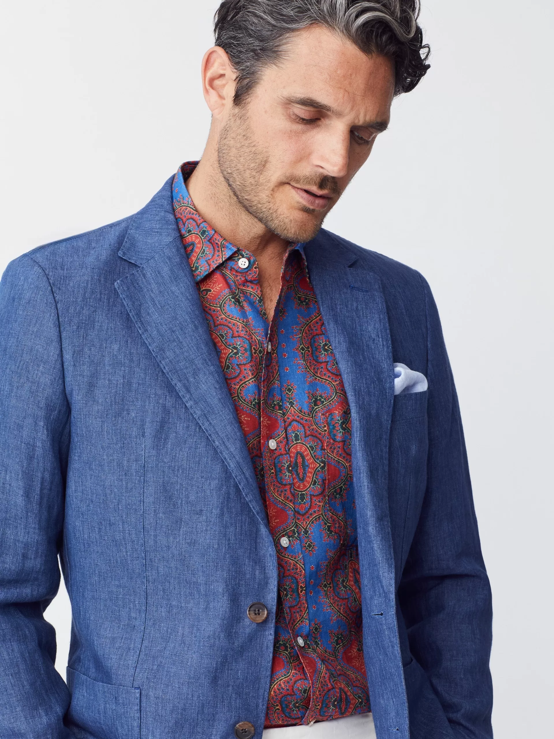 Outlet J. McLaughlin Lisbon Linen Blazer Heather Navy