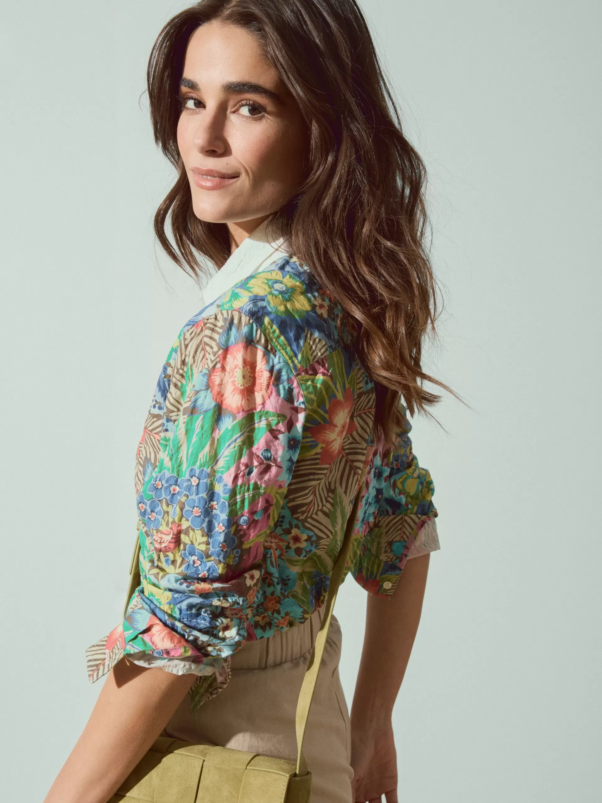 Shop J. McLaughlin Lois Shirt In Paradise Breeze Off White/Multi