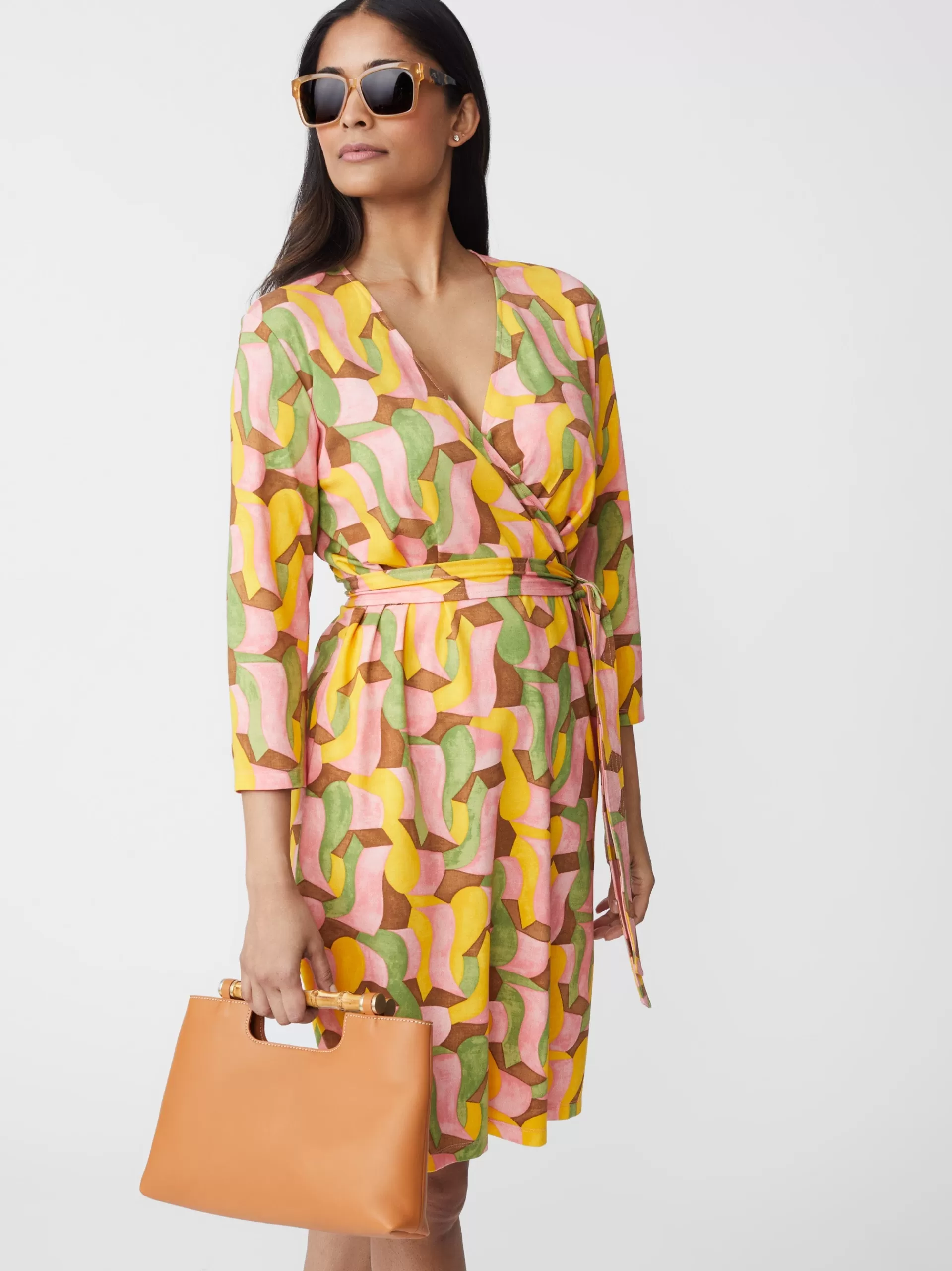 New J. McLaughlin Lorelei Dress In Abstract Chaise Pink/Multi