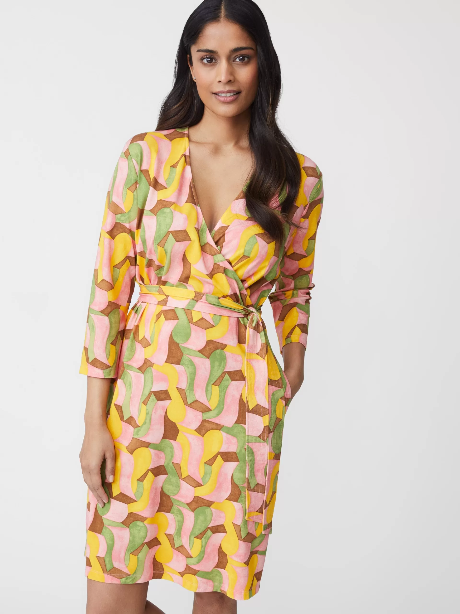 New J. McLaughlin Lorelei Dress In Abstract Chaise Pink/Multi